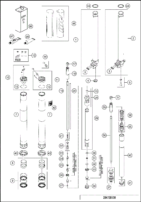 FRONT FORK DISASSEMBLED