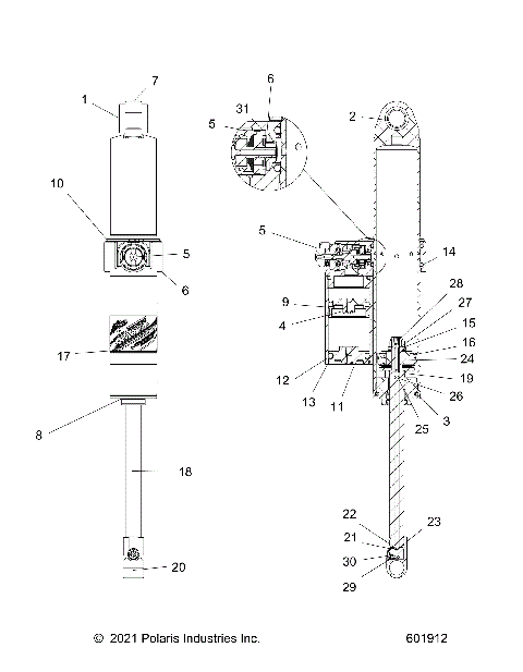 SUSPENSION, SHOCK, REAR TRACK - S22TDL6KSA ALL OPTIONS (601619)