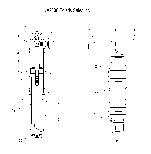 SUSPENSION, SHOCK, FRONT TRACK (7043388) - S10PG8/PH8 ALL OPTIONS (49SNOWSHOCKFRONT7043388)
