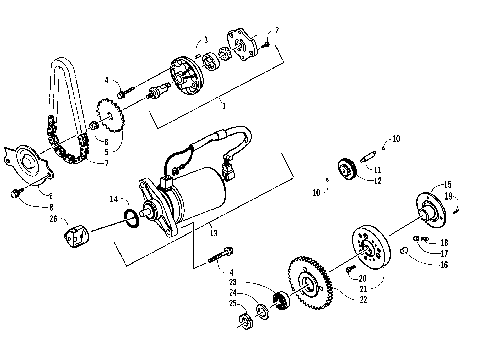 STARTER MOTOR AND OIL PUMP ASSEMBLIES [86045]