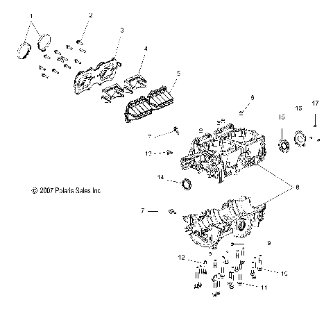 ENGINE, CRANKCASE - S08PG8ES/EE/PH8ES/EE (49SNOWCRANKCASE08800RMK)