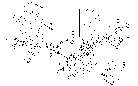 PASSENGER SEAT AND BACKREST ASSEMBLY [88544]