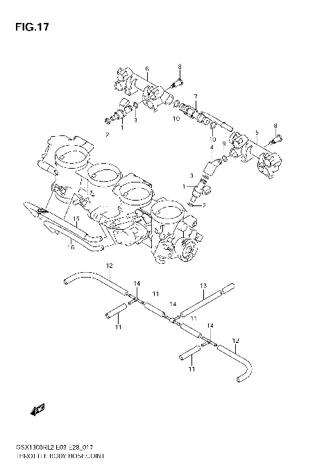 THROTTLE BODY HOSE/JOINT (GSX1300R L2 E28)