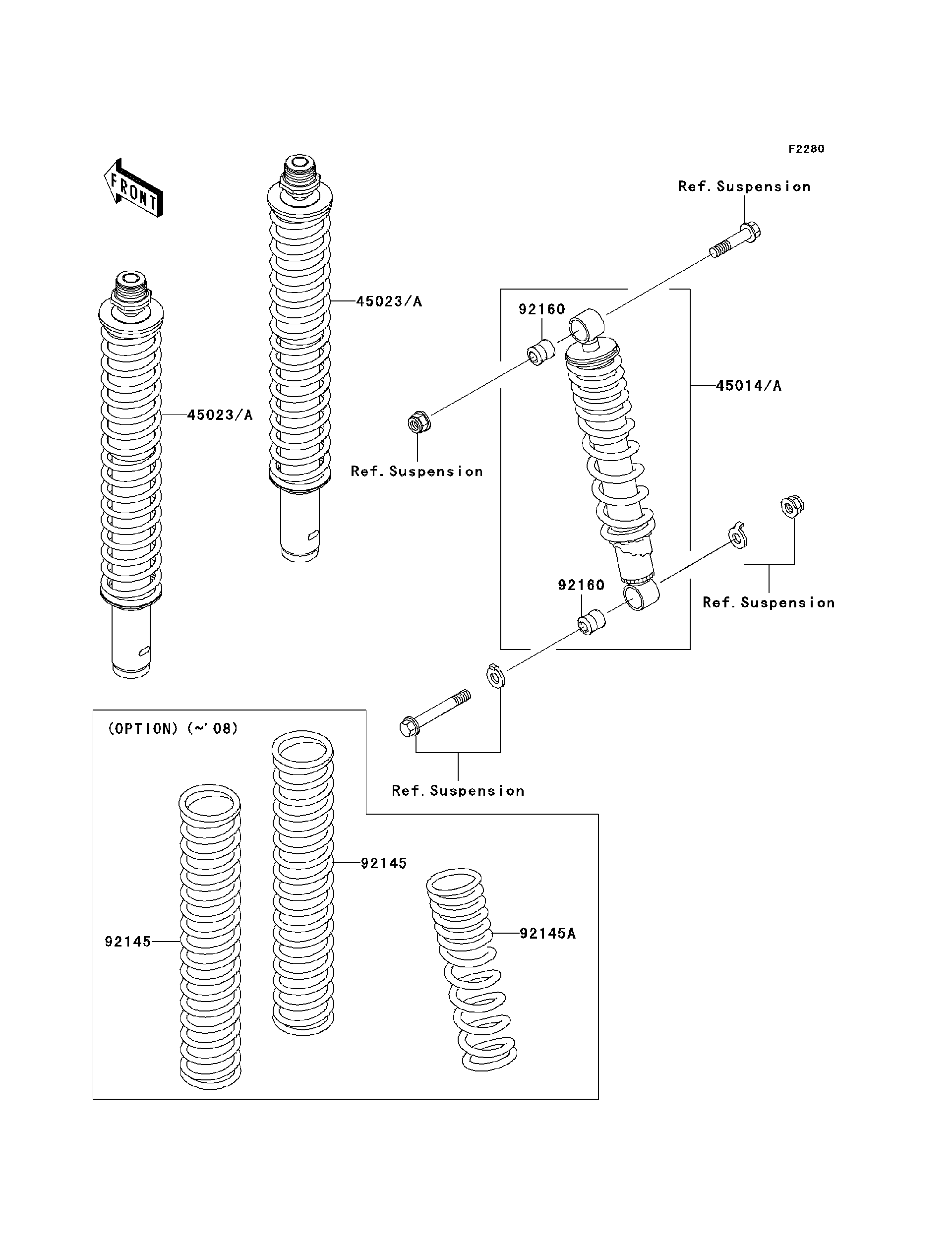 2008 Kawasaki Prairie® 360 4X4 (KVF360A8F) Shock Absorber(s) ATVs