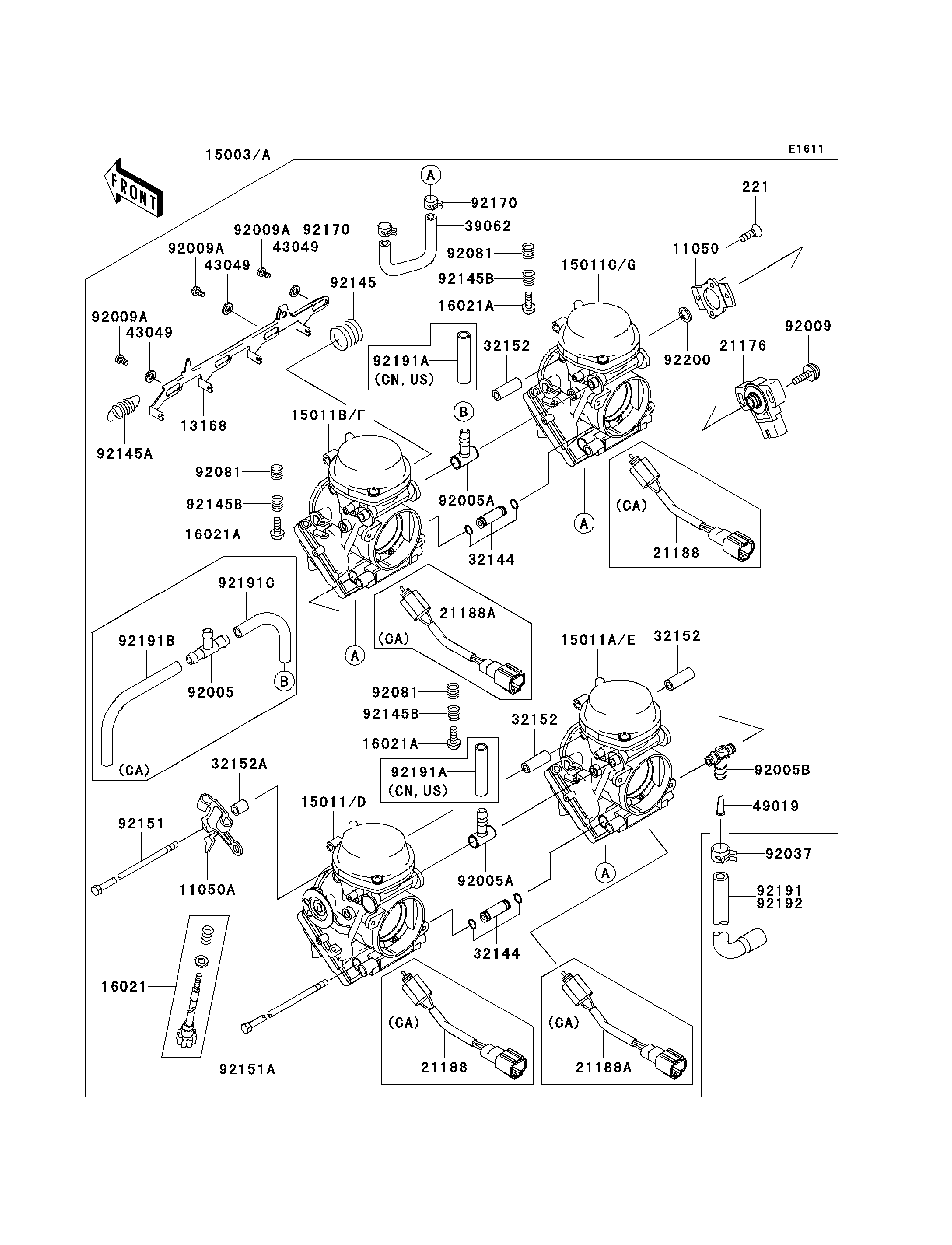 2007 Kawasaki ZZR600 (ZX600J7F) Carburetor Motorcycles Parts