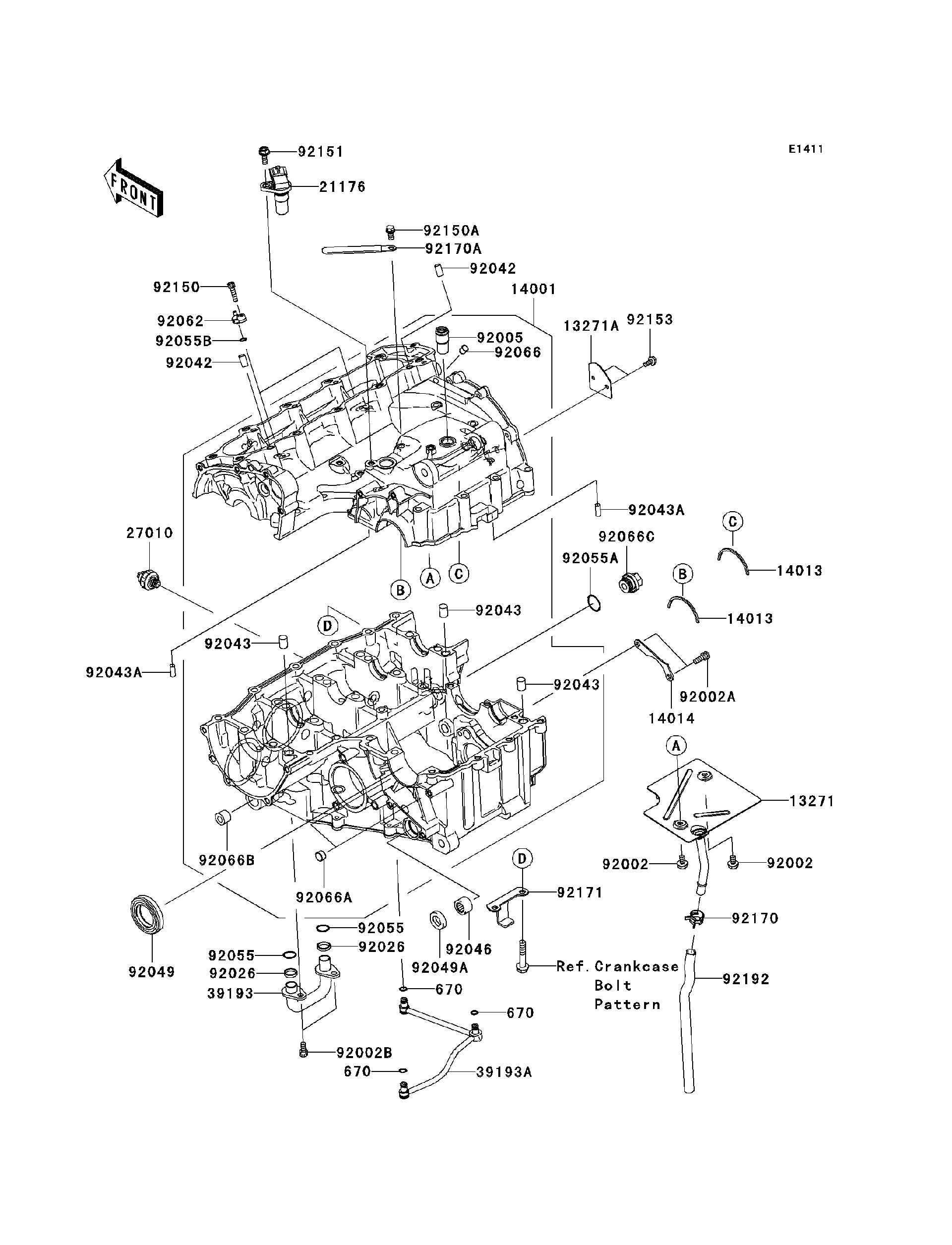 DAセット Kawasaki NINJA ZX-9R (ZX900-B4) Crankcase exploded drawing