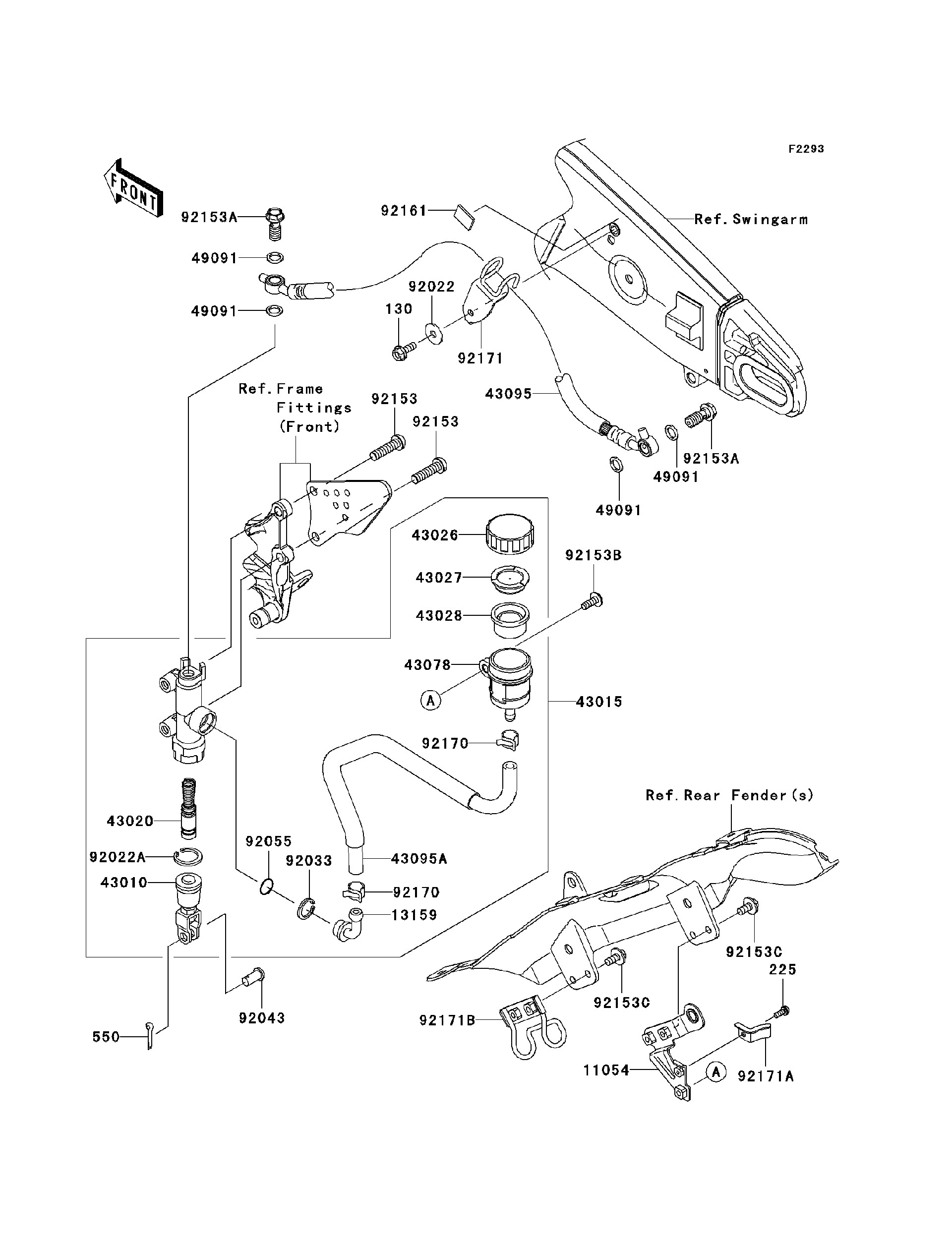 Z55Zページ 2008 Kawasaki Ninja® ZX™-6R (ZX600P8F) Rear Master Cylinder