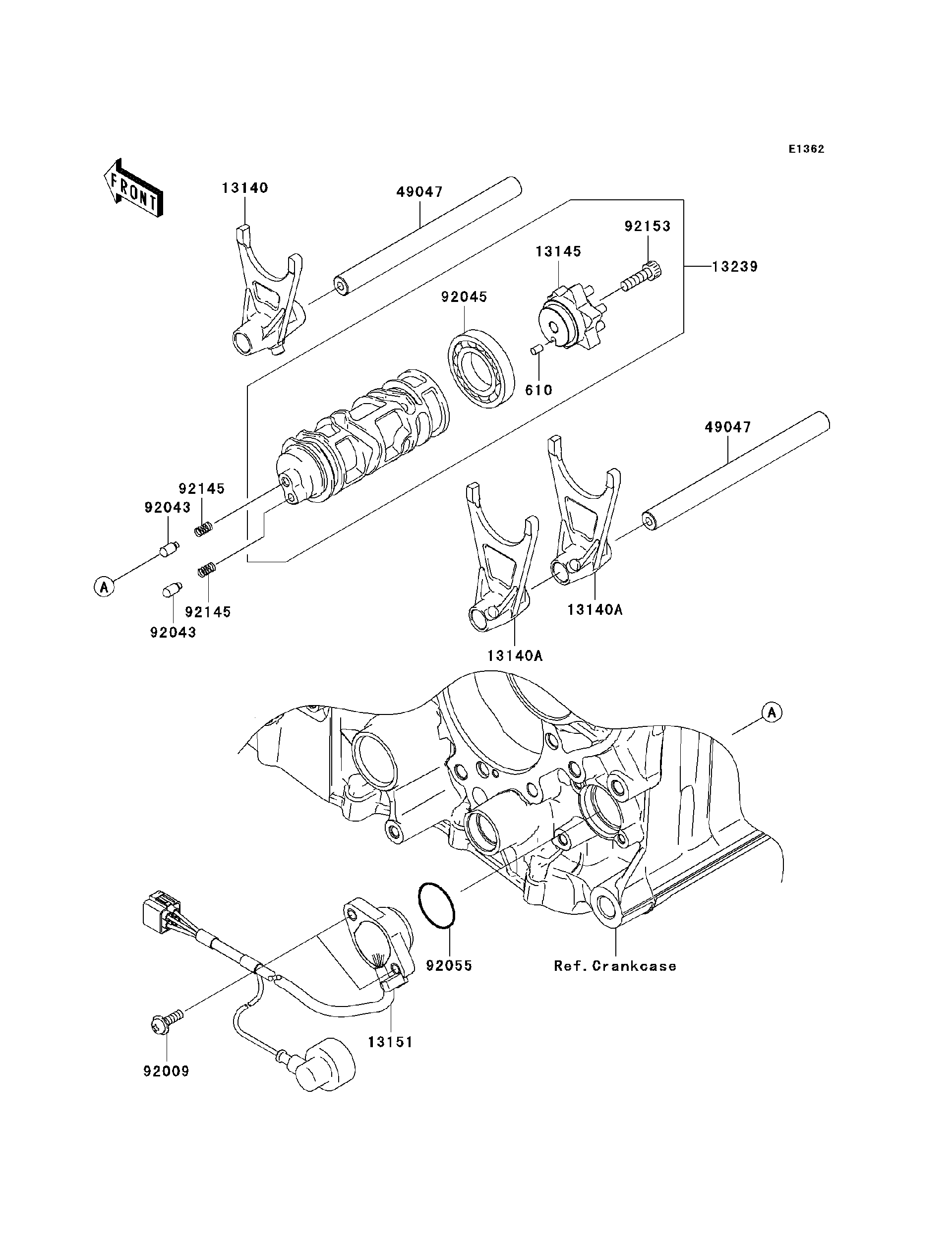 2010 Kawasaki Ninja® ZX™-14 (ZX1400CAF) Gear Change Drum/Shift