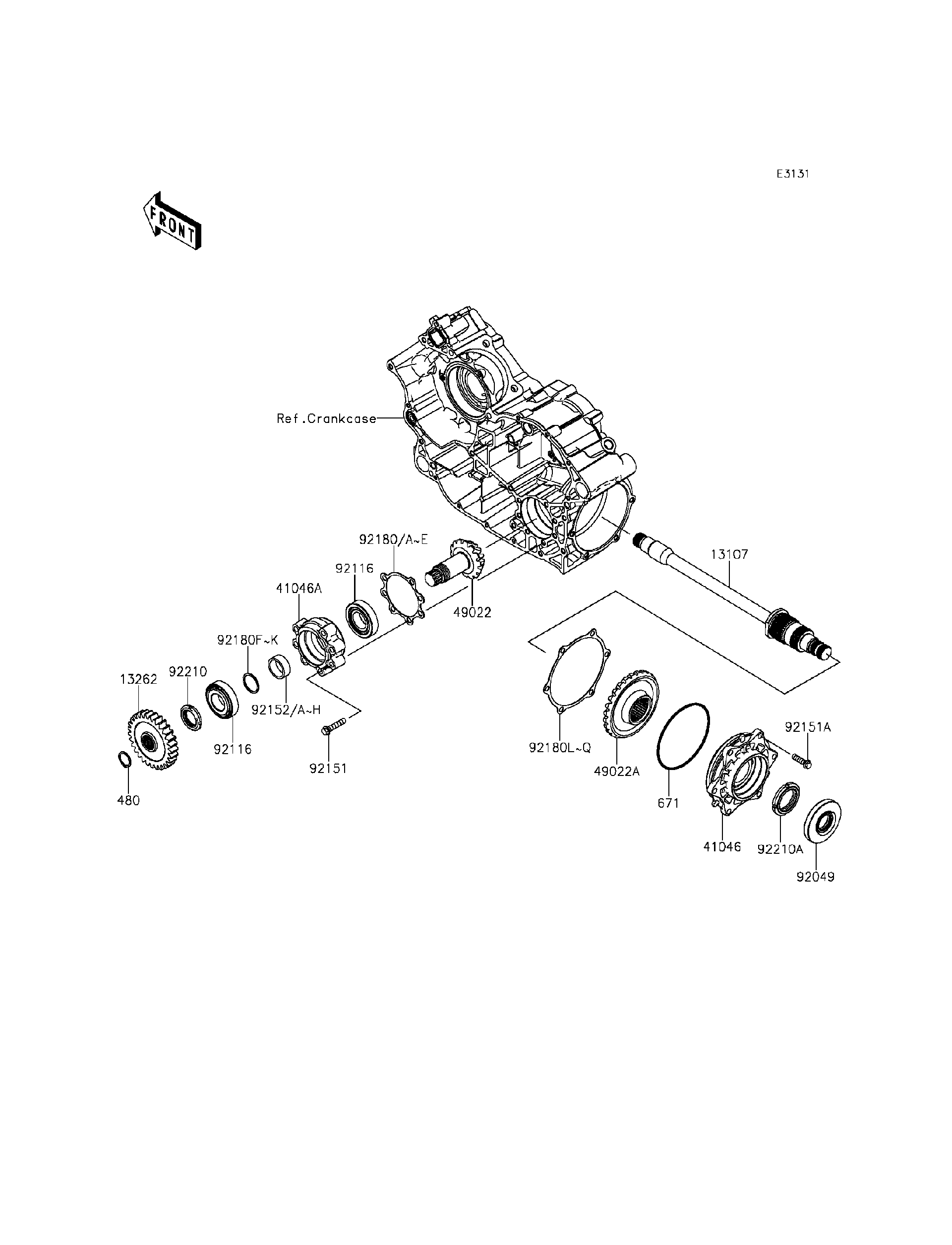 2014 Kawasaki TERYX® (KRF800BEF) Front Bevel Gear Utility