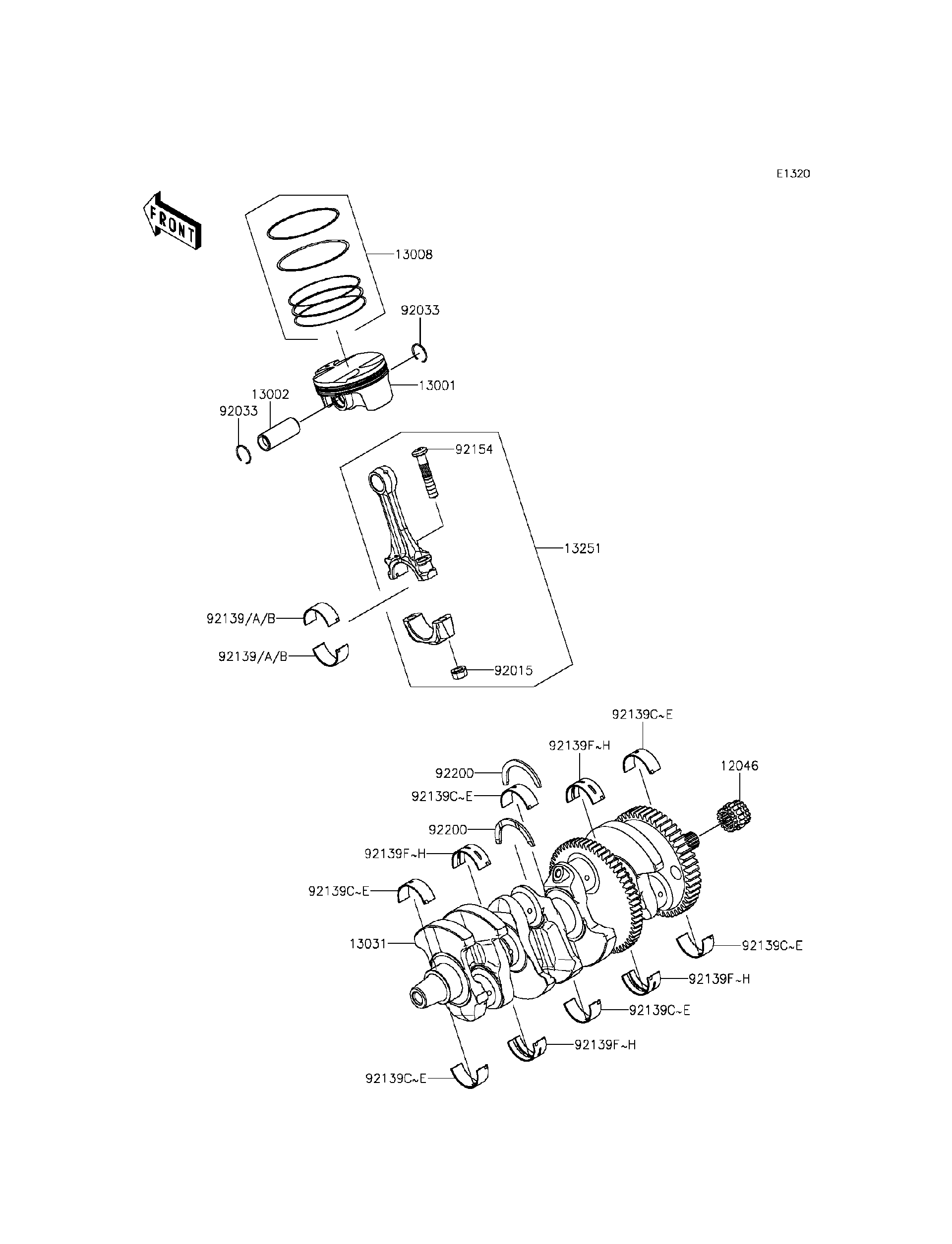 2016 Kawasaki Ninja H2 (ZX1000NGF) Crankshaft/Piston(s