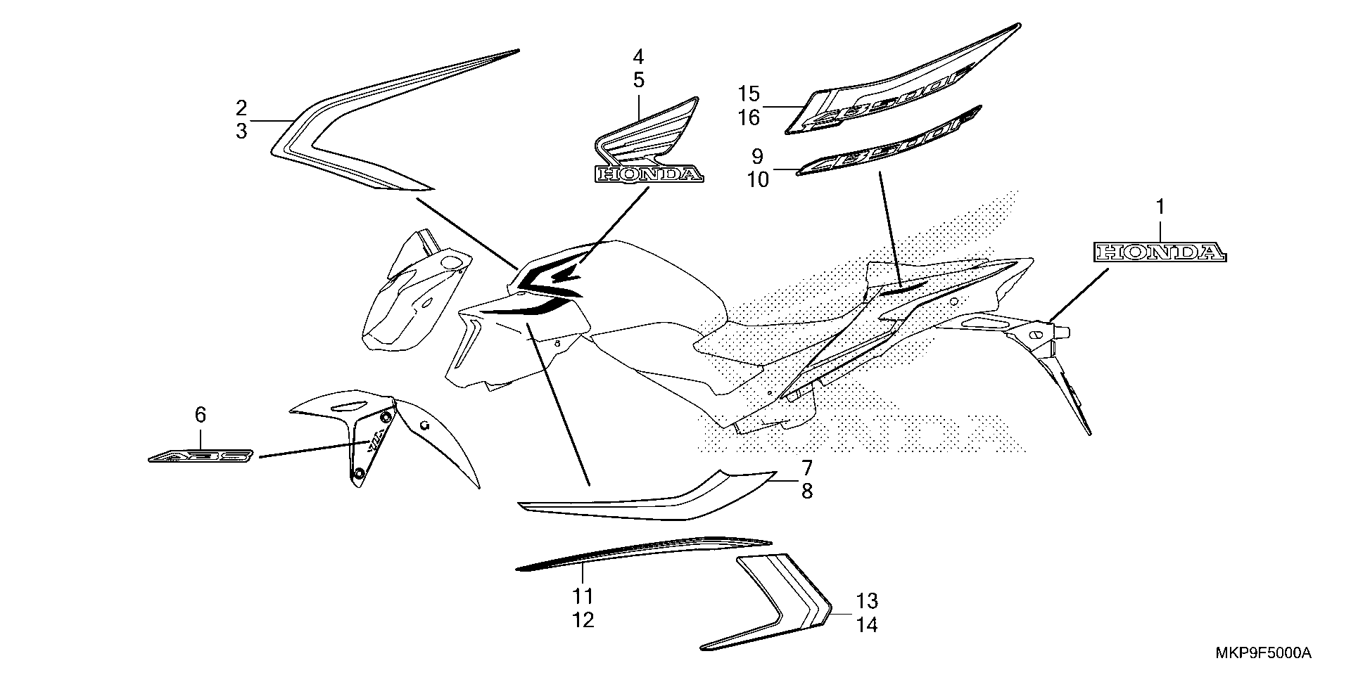 2022 Honda CB500FA AC MARK@STRIPE Motorcycles Parts Finder