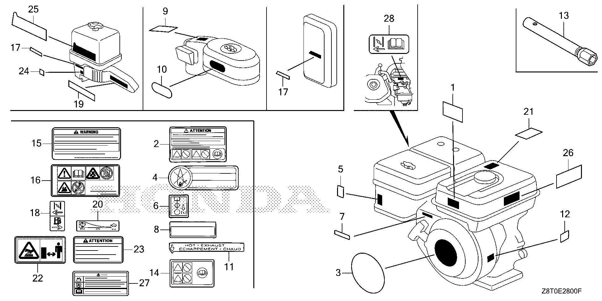 Honda Power Equipment GX340UT1 QNR2 LABEL@TOOL Engine Parts Finder