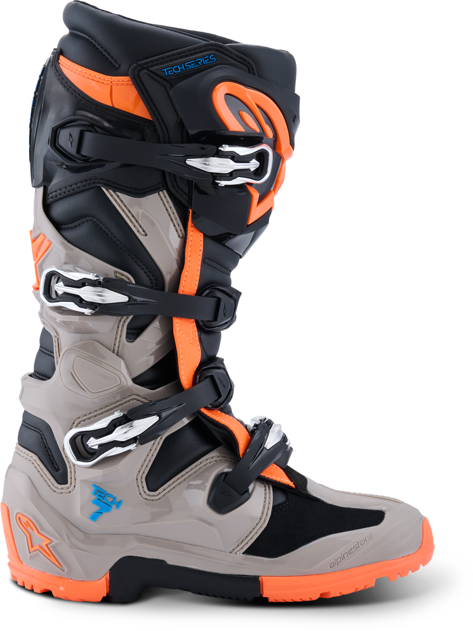 ALPINESTARS TECH 7 ENDURO BLK/WARM GRY/ORANGE FLUO 12 for Sale