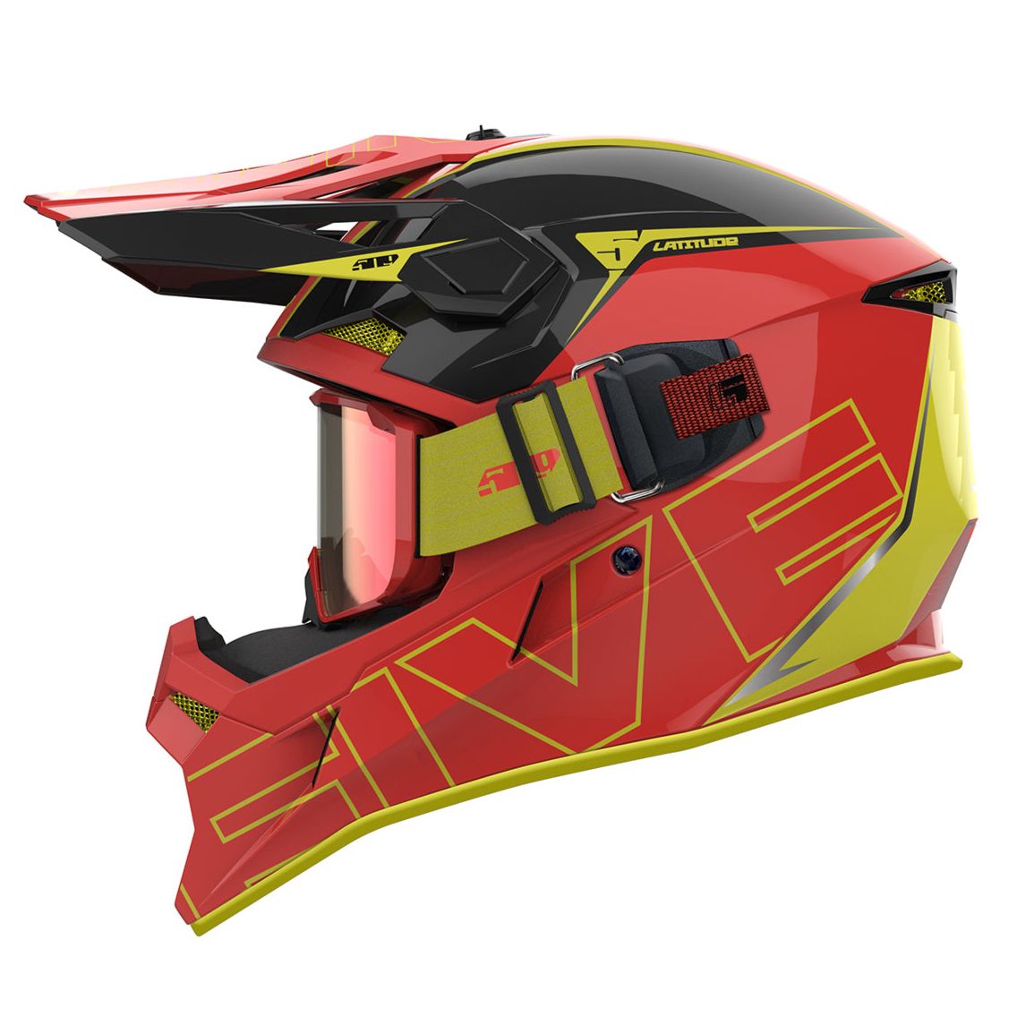 509 Latitude Snowmobile Helmet & Goggle System - Red-Vis (Gloss