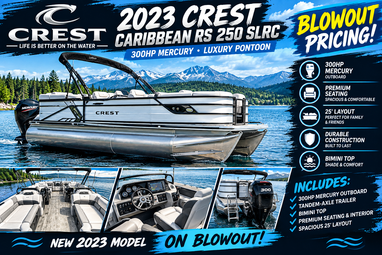 New 2023 Crest Caribbean RS 250 SLRC Power Boats Outboard in