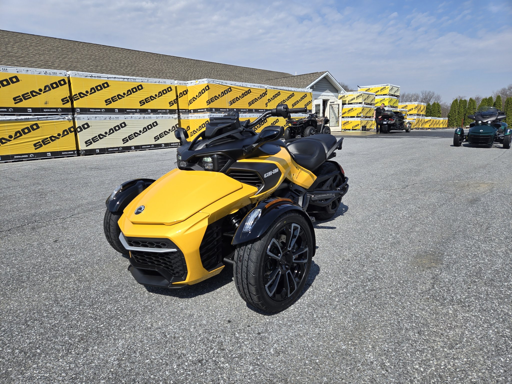 2026 Can-Am Spyder F3-S in Circuit Yellow Metallic — front three-quarter view