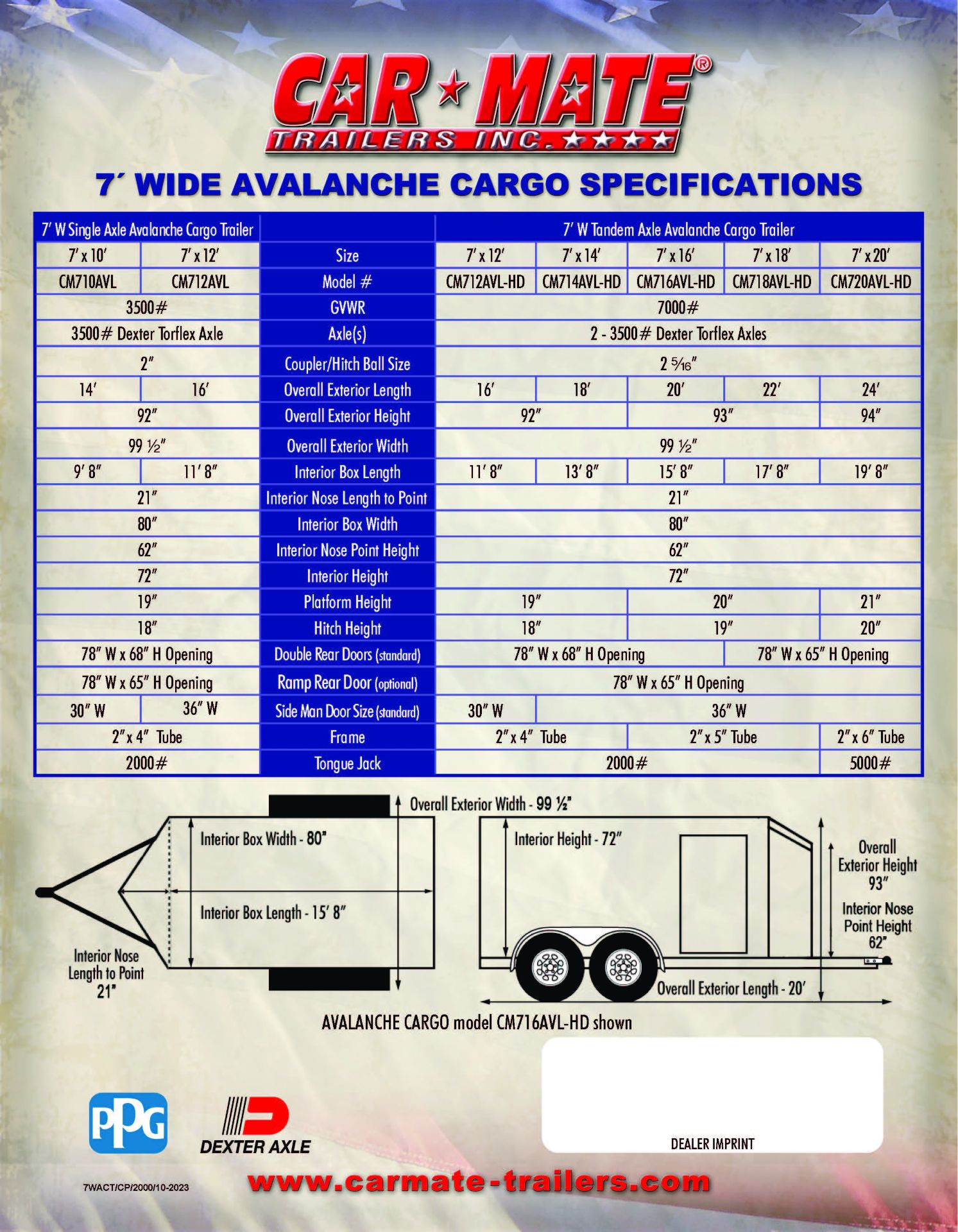 New 2026 Car Mate Trailers 7x16 HD Avalanche Cargo Trailer+12 7K ...