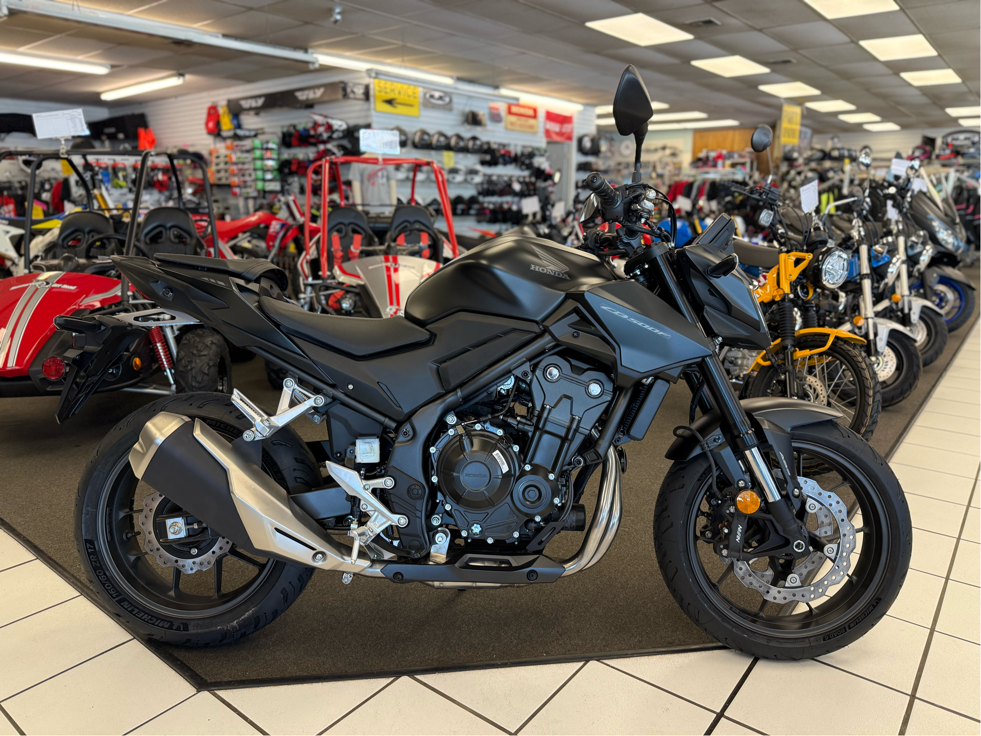 New 2025 Honda CB500F ABS Matte Black Metallic HON100110