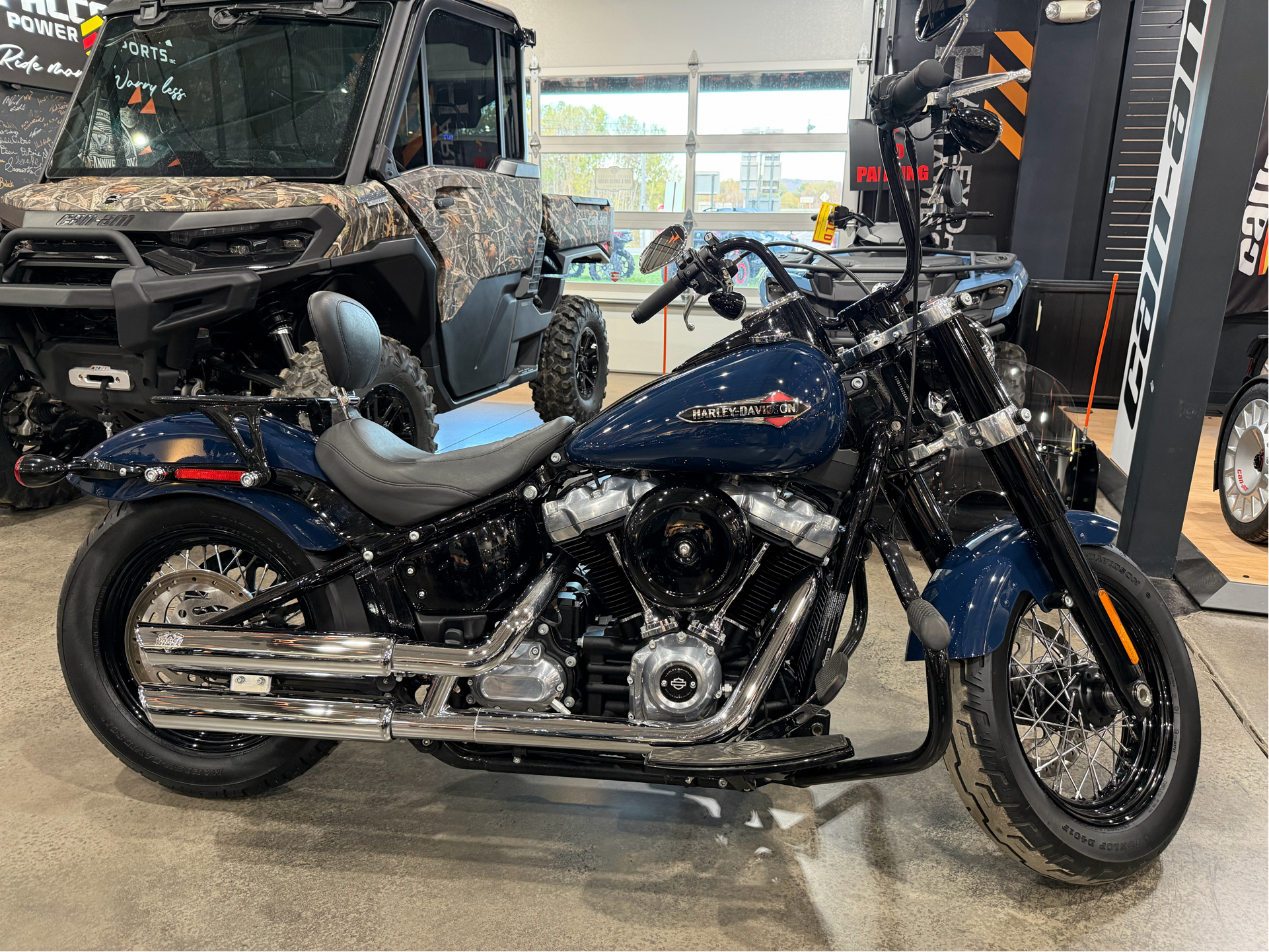 Used 2019 Harley-Davidson Softail Slim® Motorcycle - Specs, Price, Photos |  Falconer NY Dealer | Billiard Blue 040255, image size:1921x1441