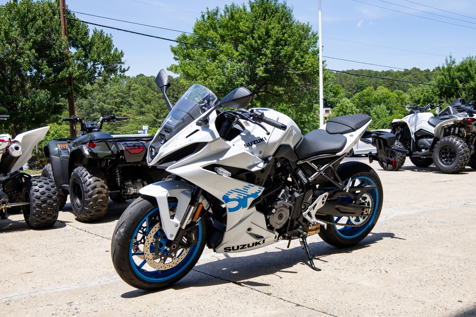 バイク用 革ツナギ ブルー ホワイト レーシングスーツ・革ツナギ