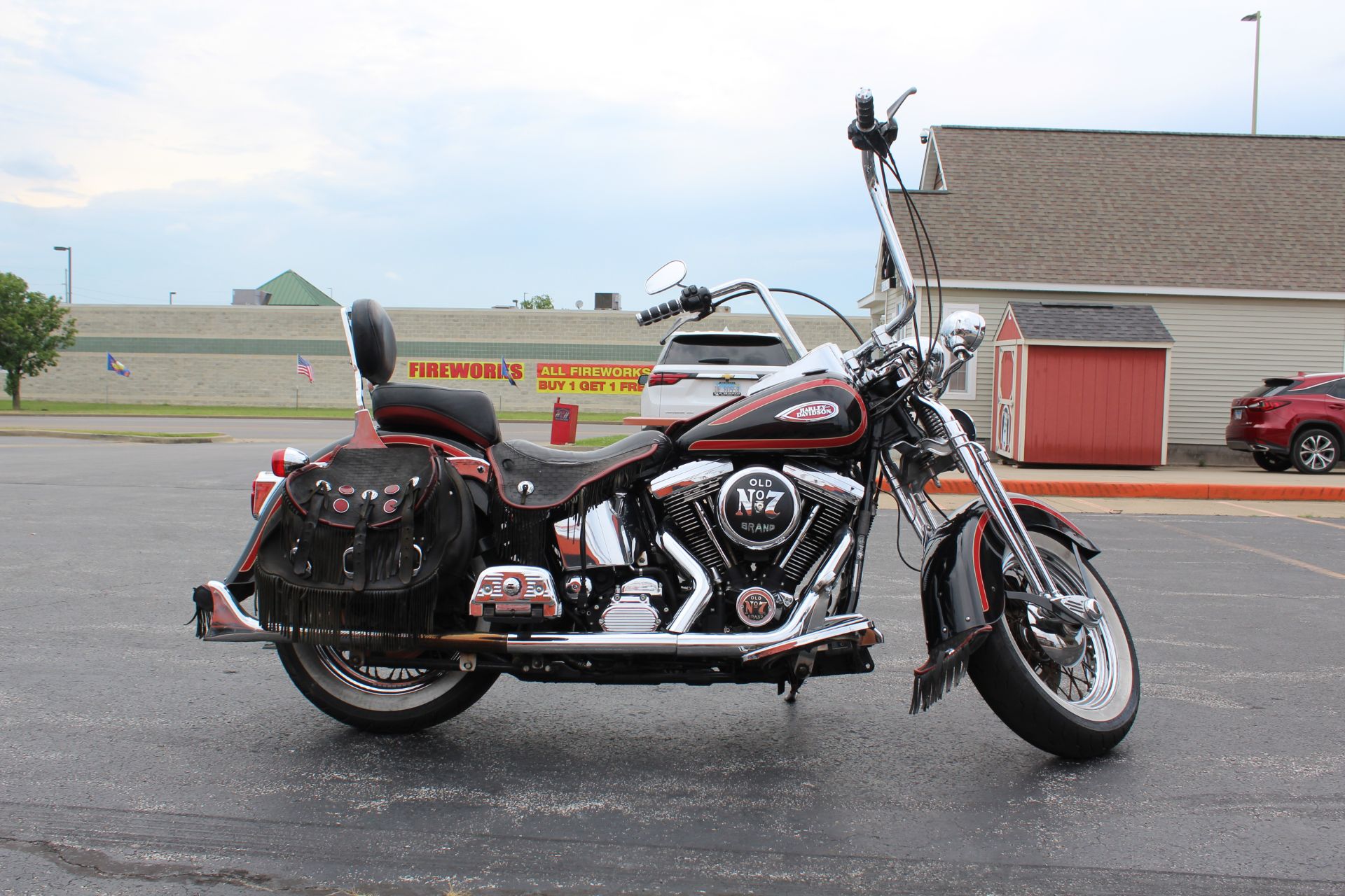Harley-Davidson FLSTS 1:10 白赤 ① Maistno Vtg Maisto Harley Davidson Motorcycle Diecast Model FLSTS