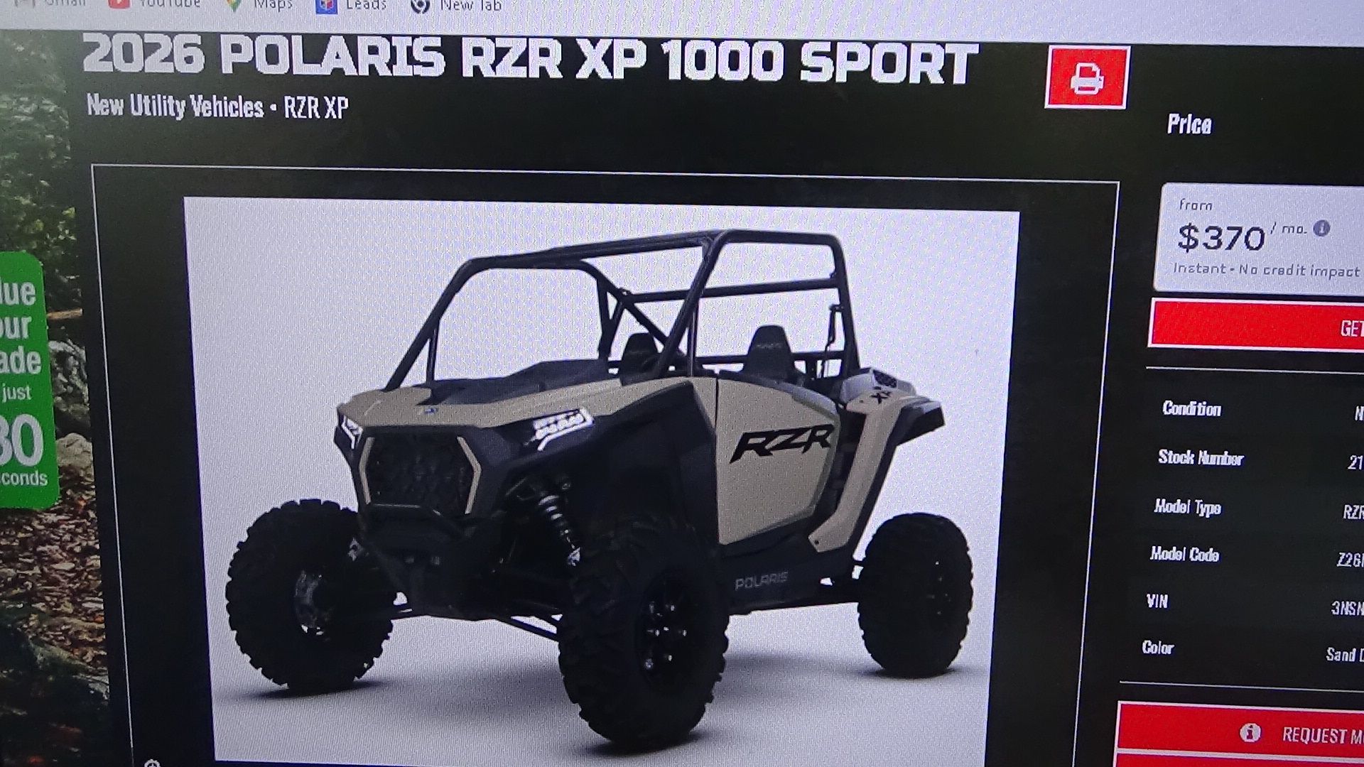 2026 Polaris RZR XP 1000 Sport 1
