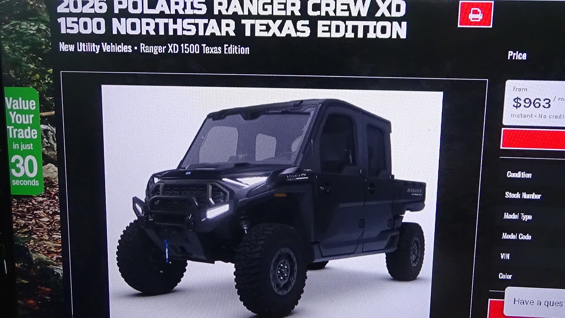2026 Polaris Ranger Crew XD 1500 NorthStar Texas Edition 1