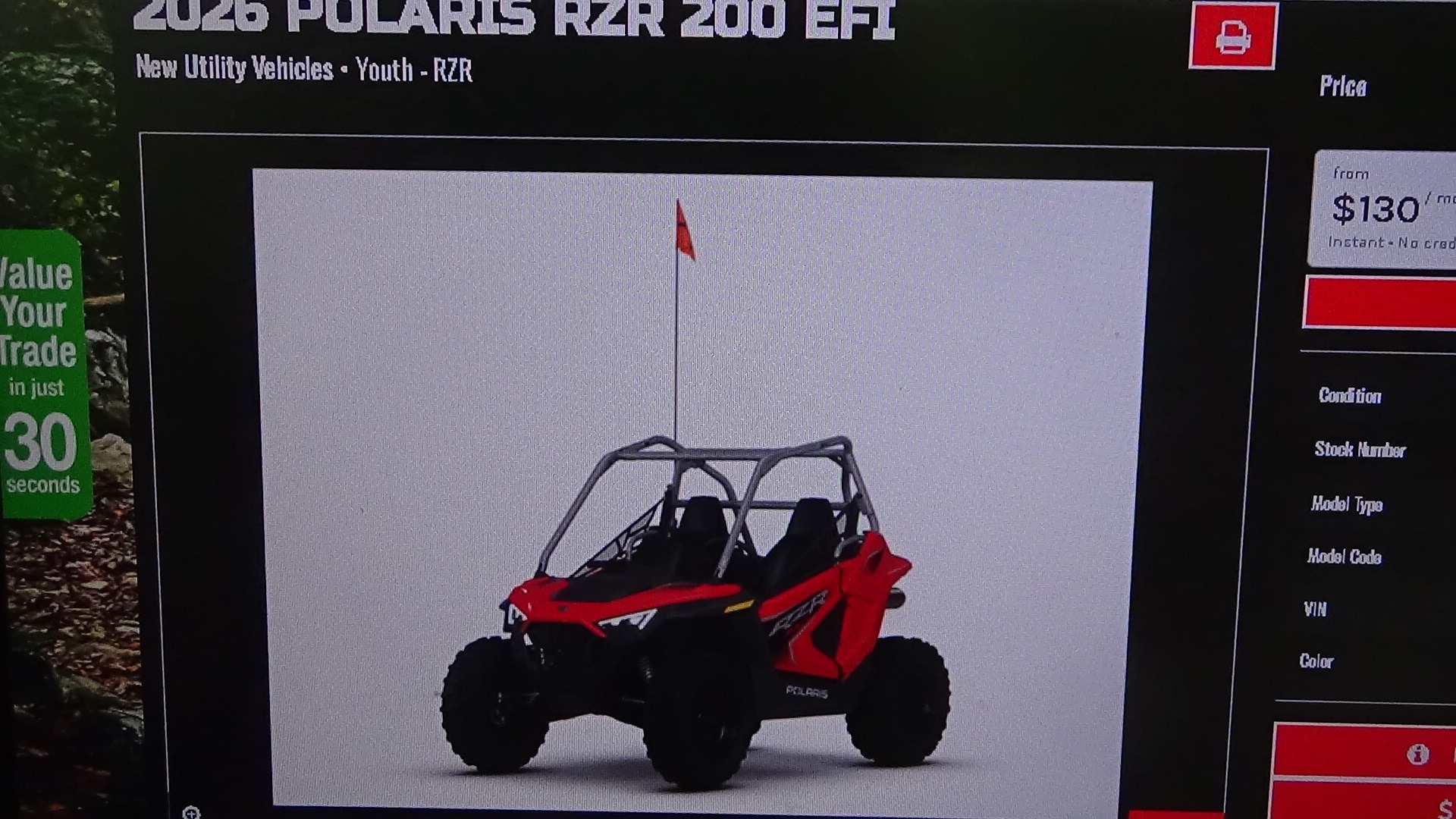 2026 Polaris RZR 200 EFI 1