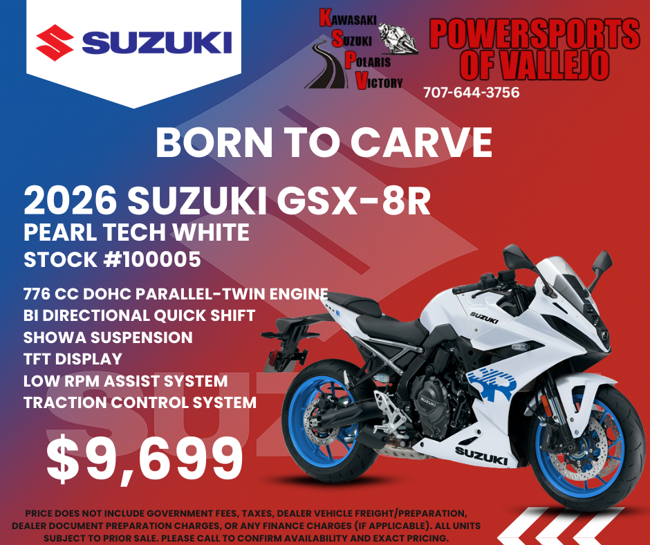 New 2026 Suzuki GSX-8R Pearl Tech White | Motorcycles in Vallejo