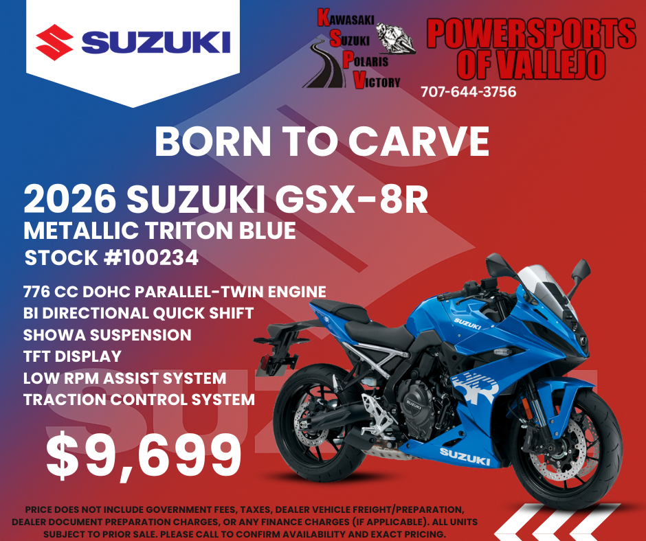 New 2026 Suzuki GSX-8R Metallic Triton Blue | Motorcycles in