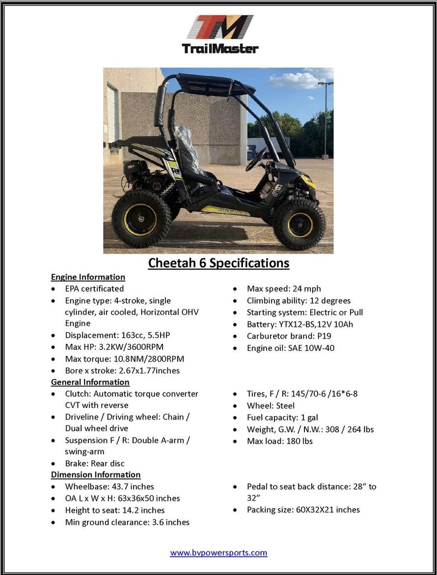 2026 TRAILMASTER POWERSPORTS Cheetah 6 in San Antonio, Texas - Photo 13