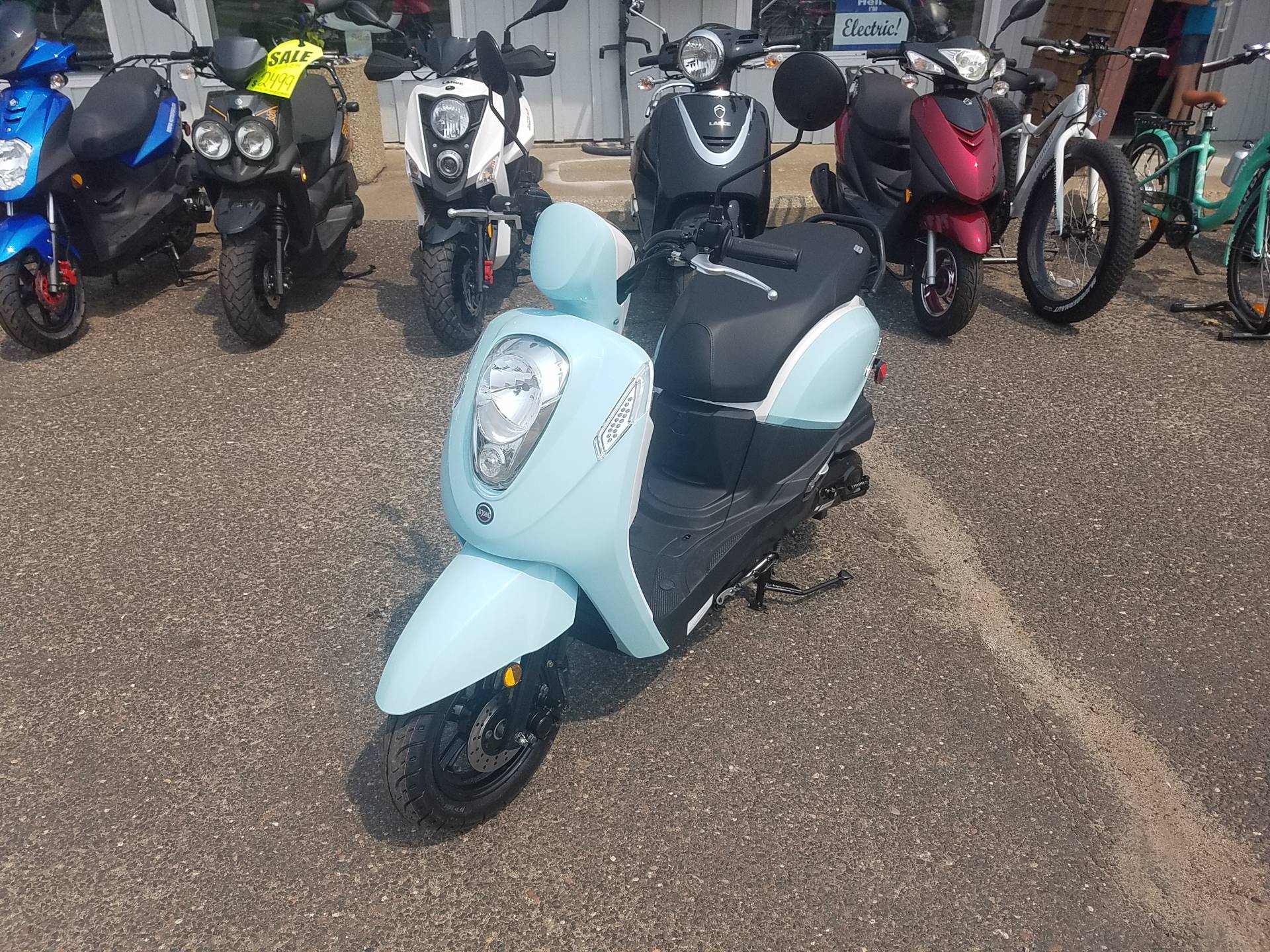 New 2021 SYM Mio 49cc Scooter Scooters in Forest Lake MN Sky Blue