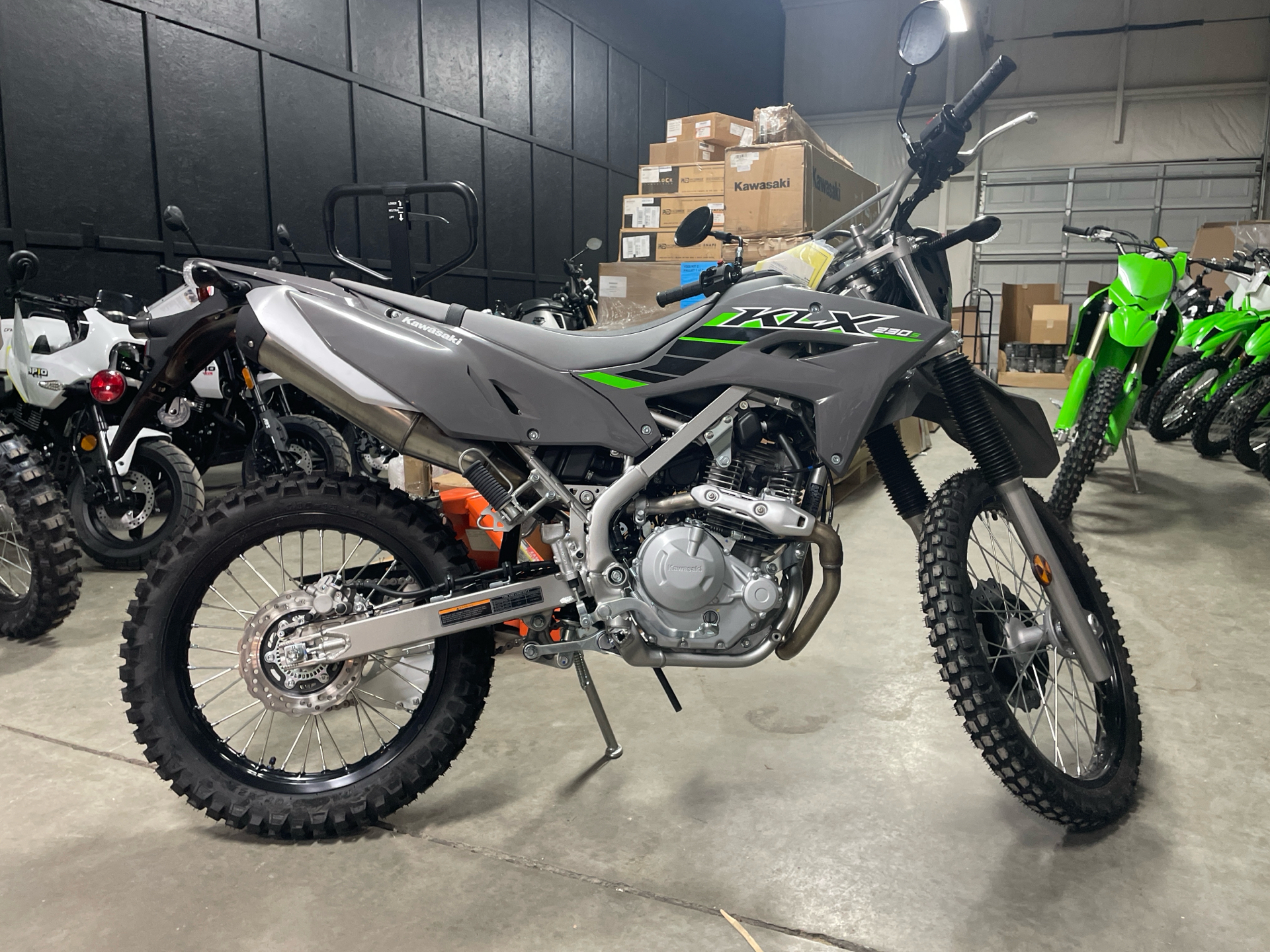 New 2024 Kawasaki KLX 230 S ABS Battle Gray Motorcycles in