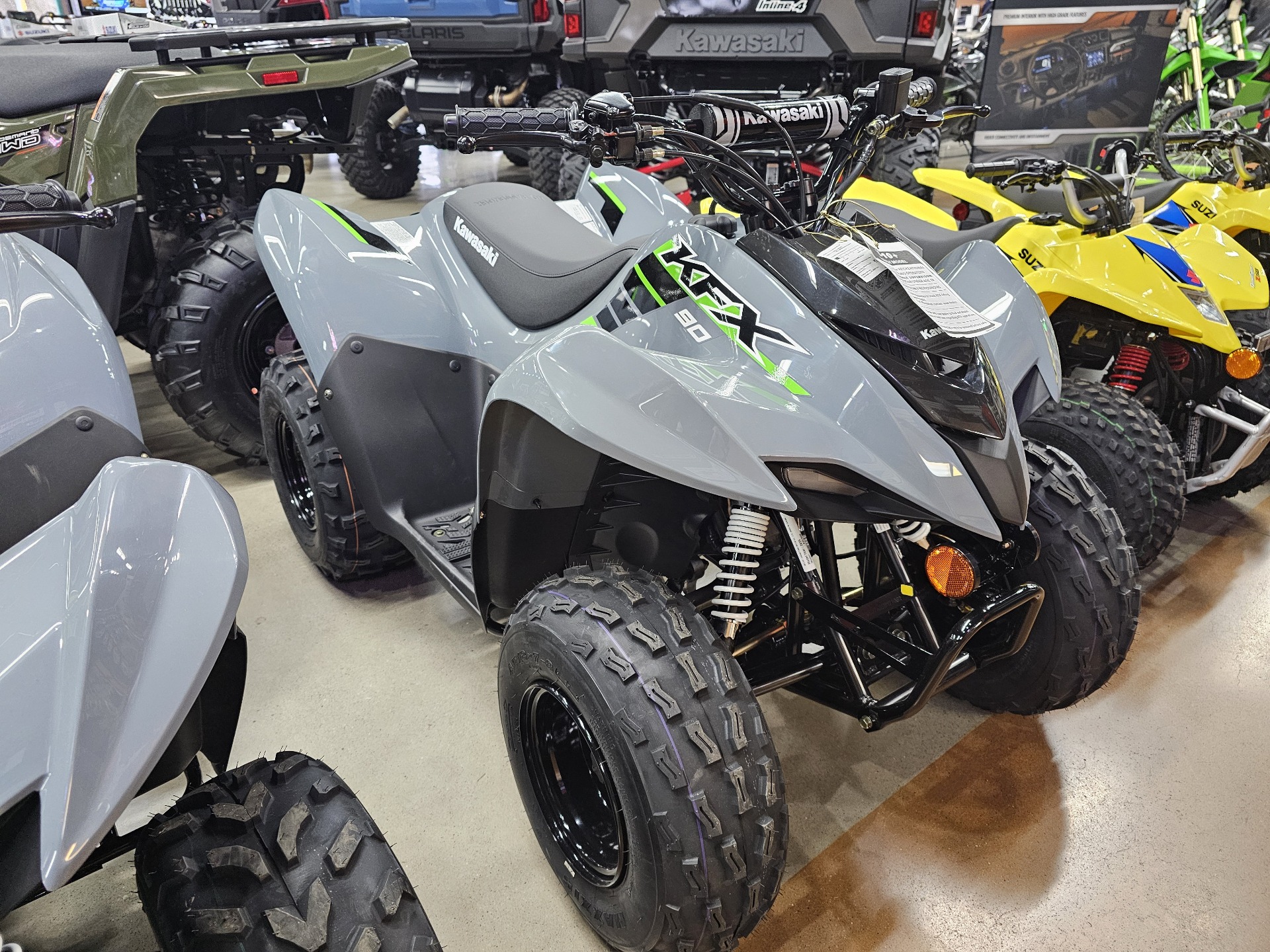New 2025 Kawasaki KFX 90 Battle Gray | ATVs in Clinton TN