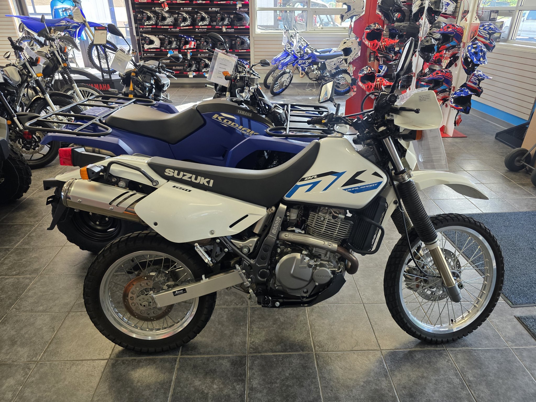 2024 Suzuki DR650S in Solid Special White No. 2 — front three-quarter view