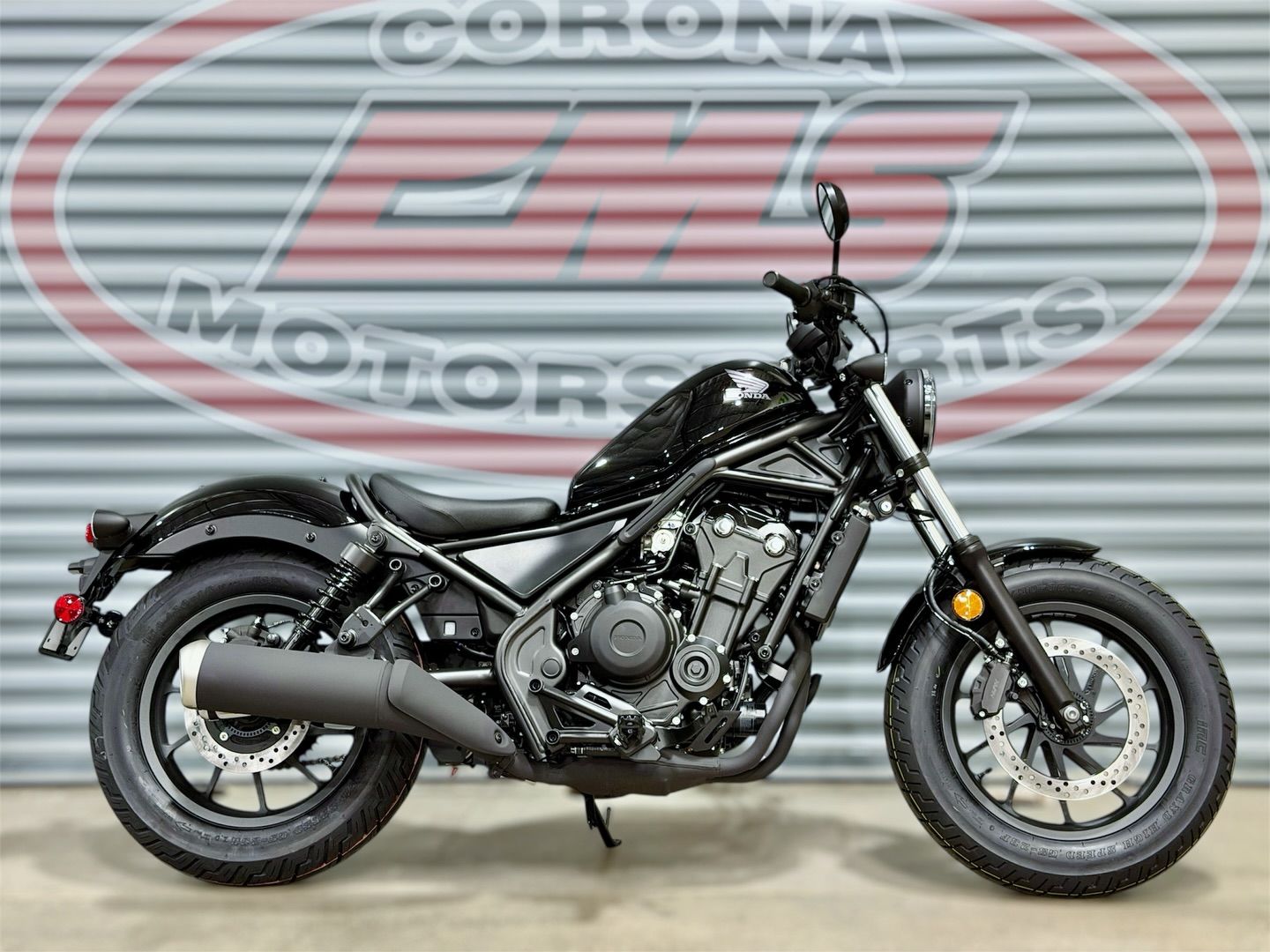 2026 Honda Rebel 500 in Pearl Black — front three-quarter view