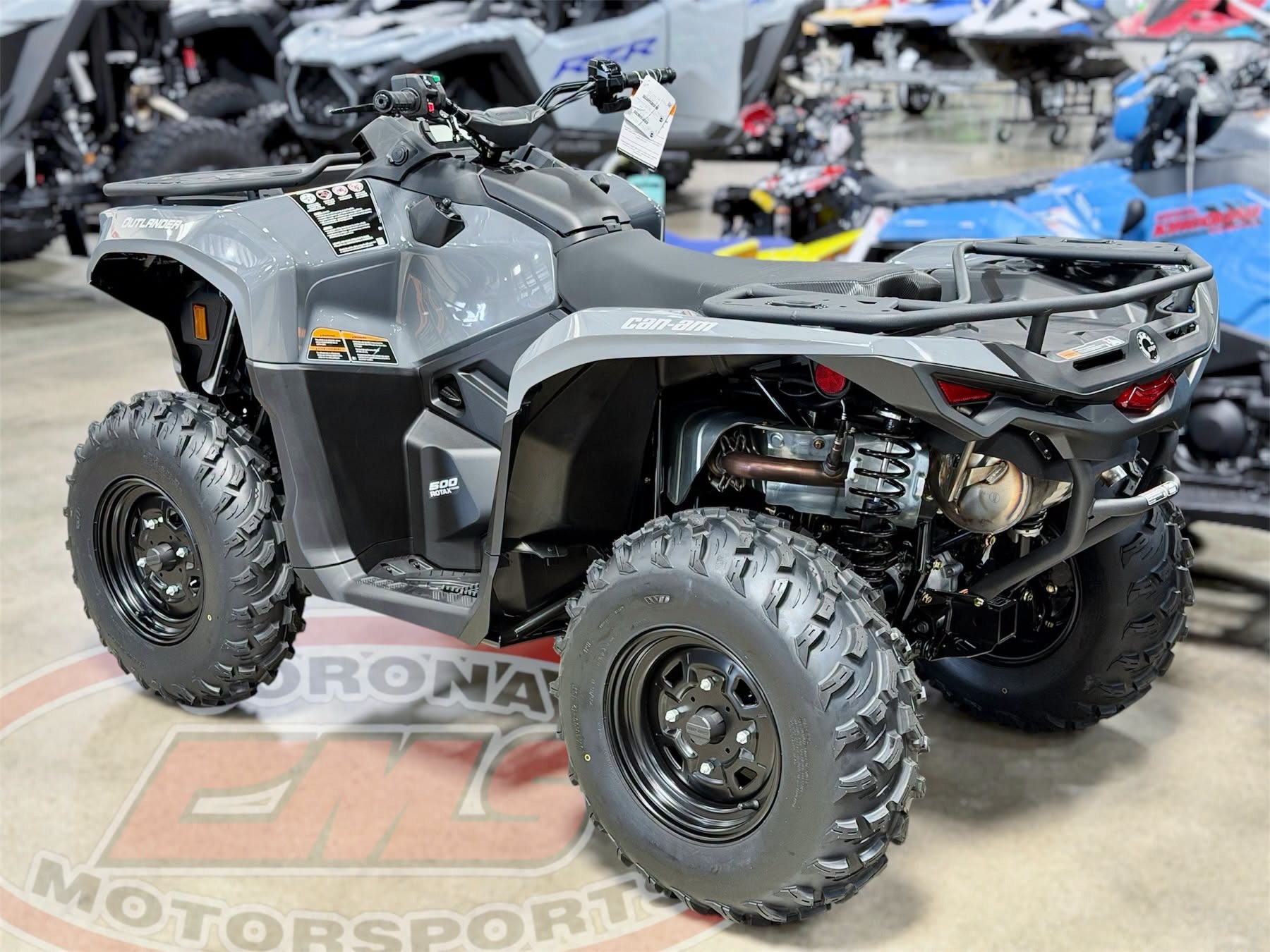 2026 Can-Am Outlander 500 in Granite Grey — front three-quarter view