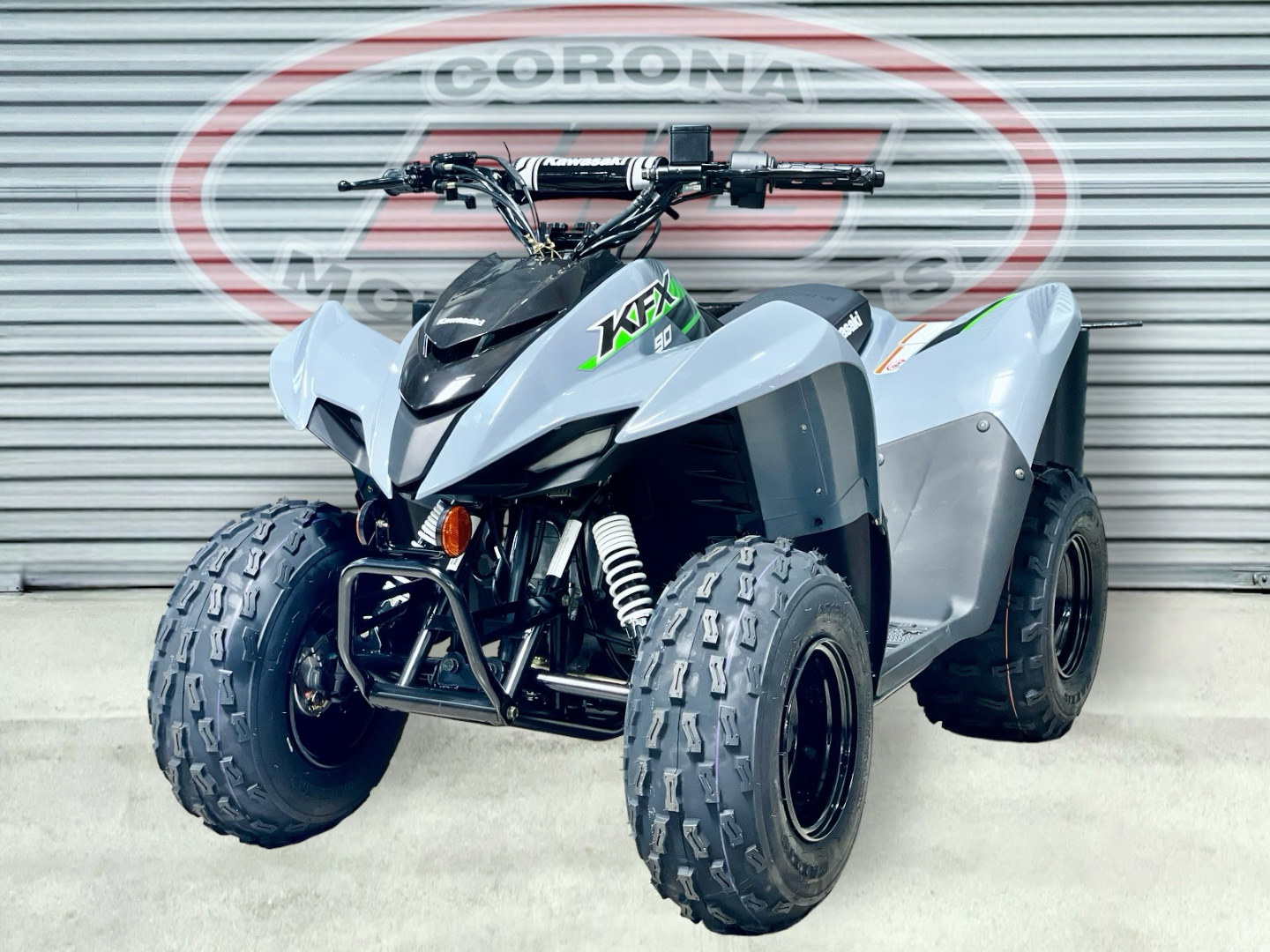 New 2025 Kawasaki KFX®90 Battle Gray | ATVs in Corona CA | N/A