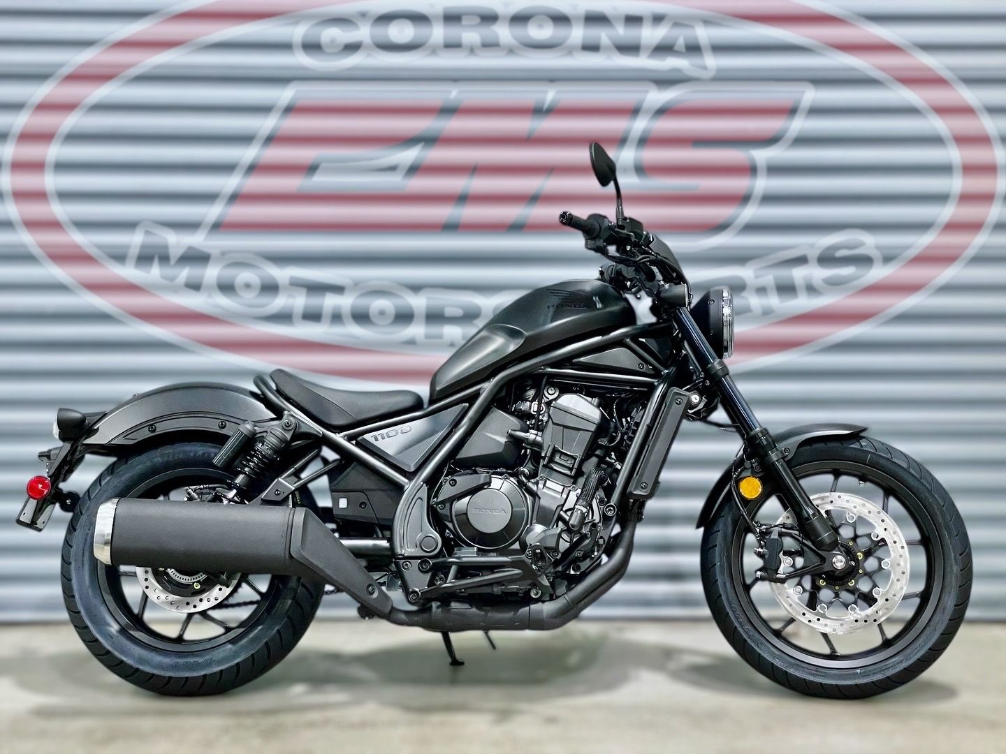 2026 Honda Rebel 1100 in Matte Black Metallic — front three-quarter view