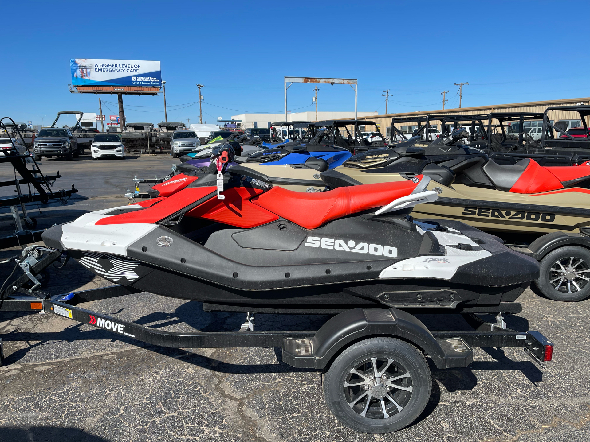 New 2025 Sea-Doo Spark Trixx for 3 + iBR White / Dragon Red