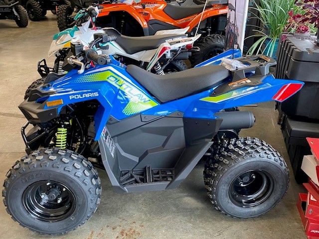 New 2025 Polaris Outlaw 70 EFI Velocity Blue / Lifted Lime