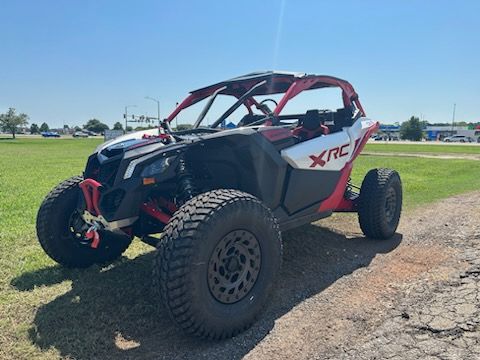 2025 Can-Am Maverick X3 X RC Turbo RR 72 in Hybrid White / Legion Red — front three-quarter view