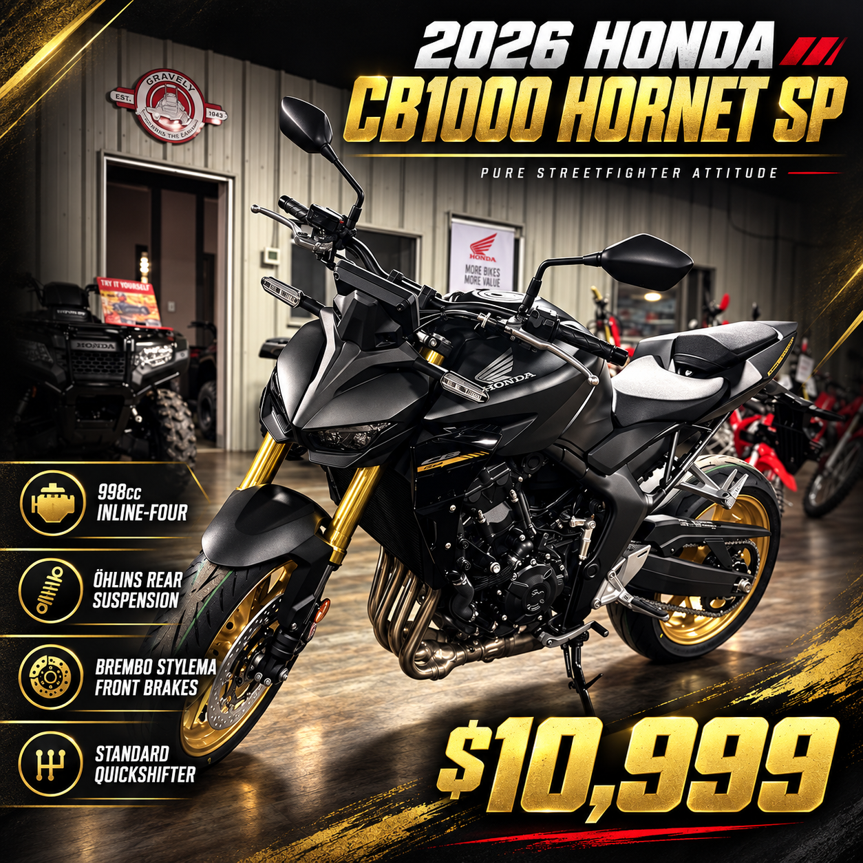 New 2026 Honda CB1000 Hornet SP | Motorcycles in Purvis MS | Matte