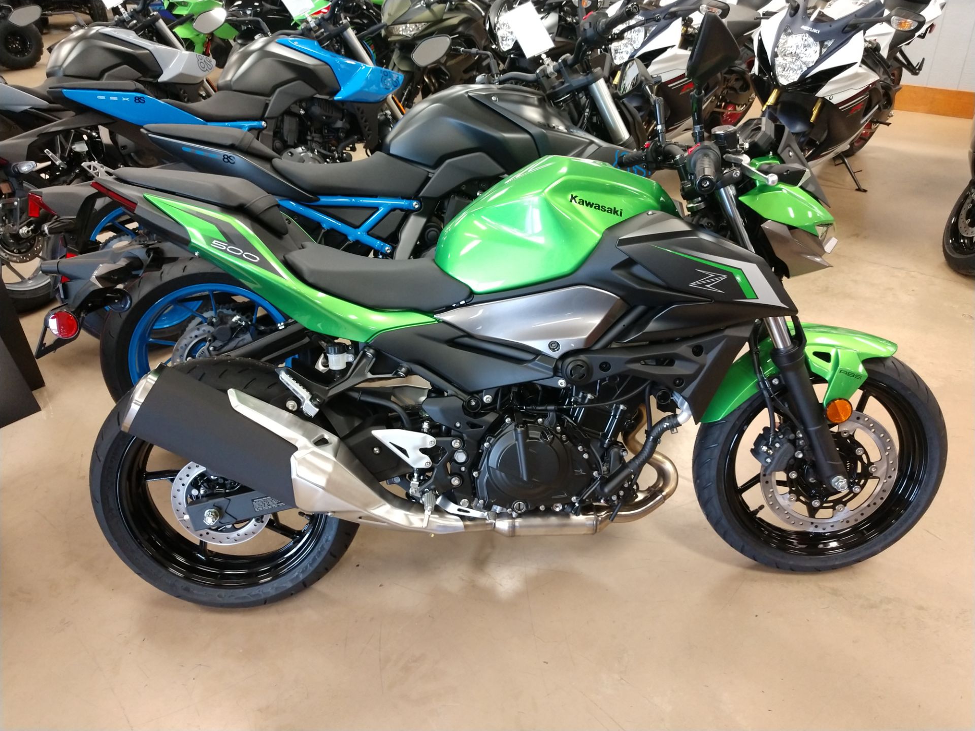 New 2024 Kawasaki Z500 ABS Candy Lime Green / Metallic Flat