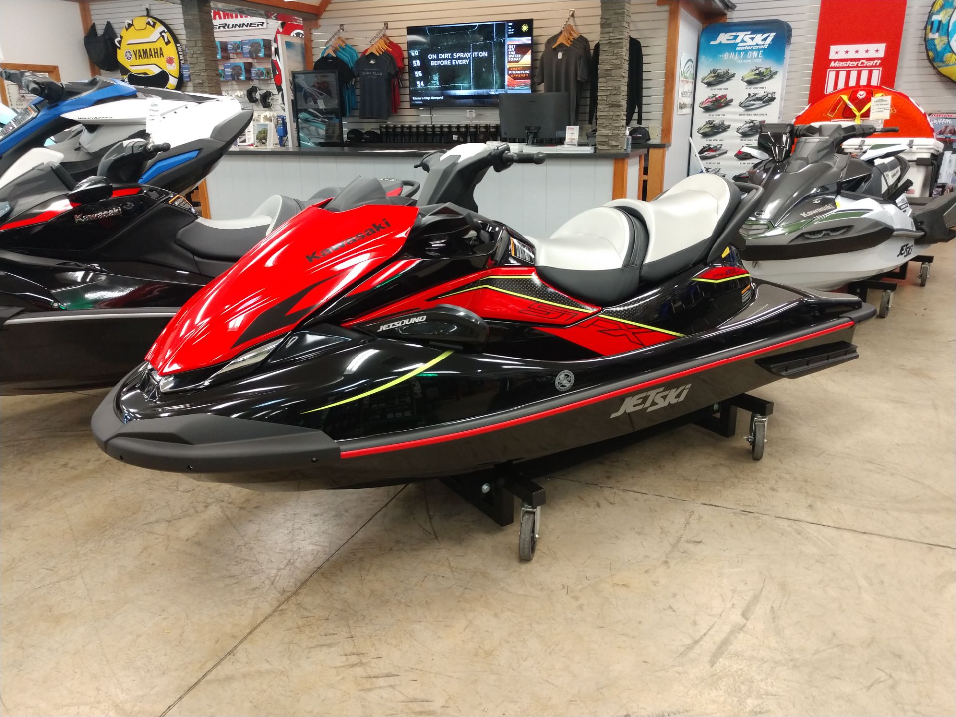 New 2025 Kawasaki Jet Ski® STX® 160LX Ebony / Neon Red