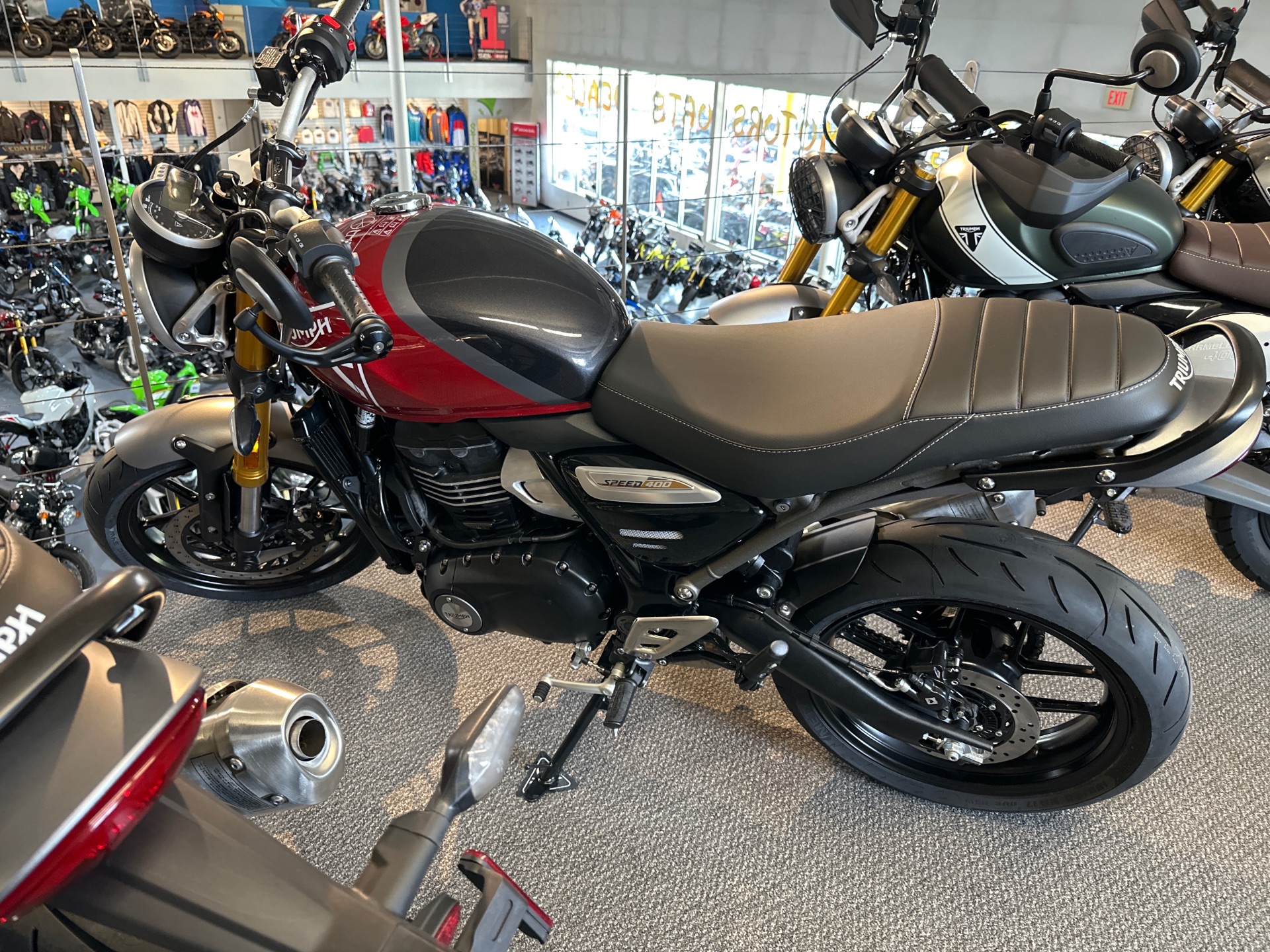 New 2025 Triumph Speed 400 Carnival Red / Storm Grey | Motorcycles