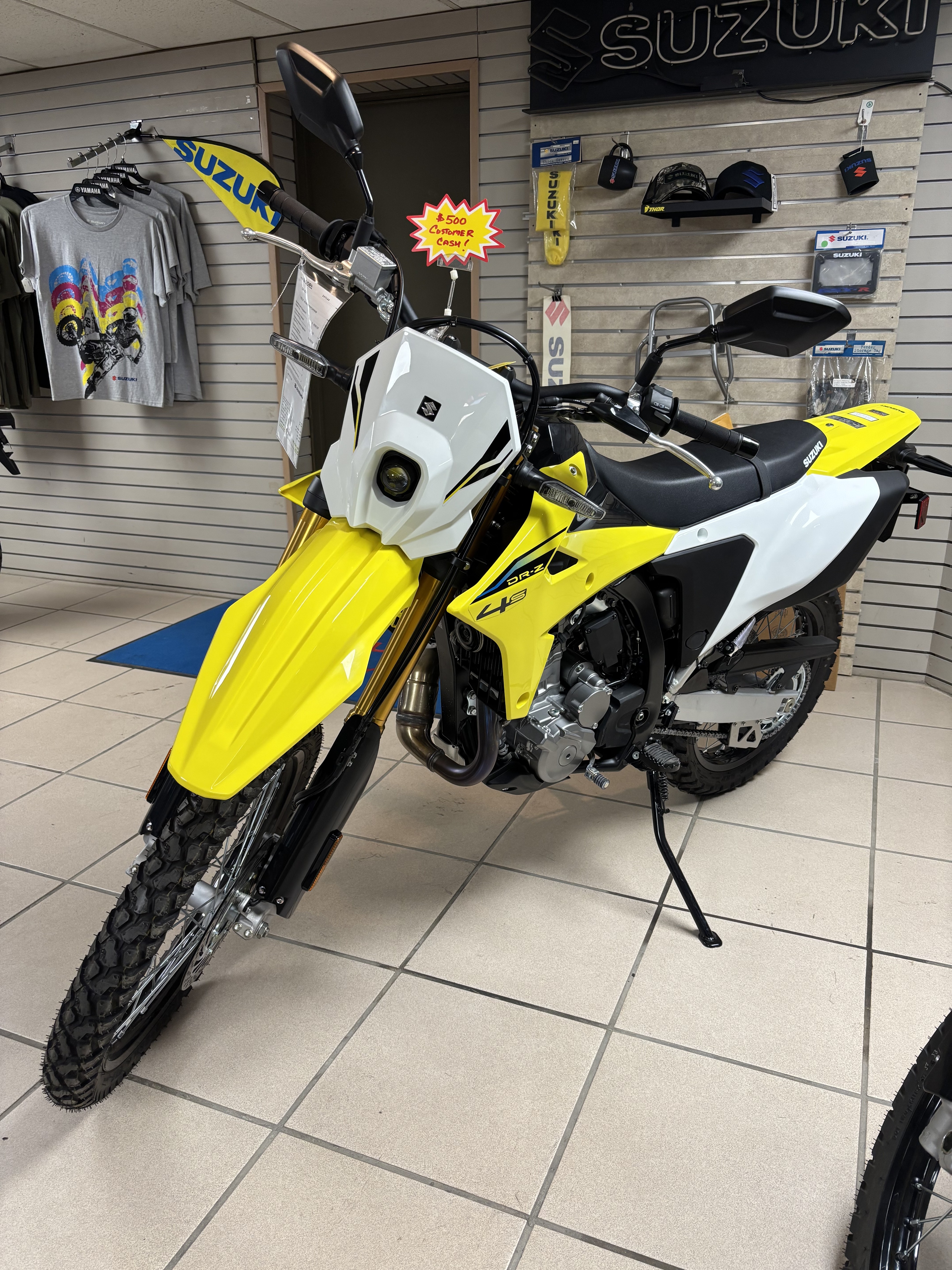 New 2025 Suzuki DR-Z4S Champion Yellow No. 2 / Solid Special White