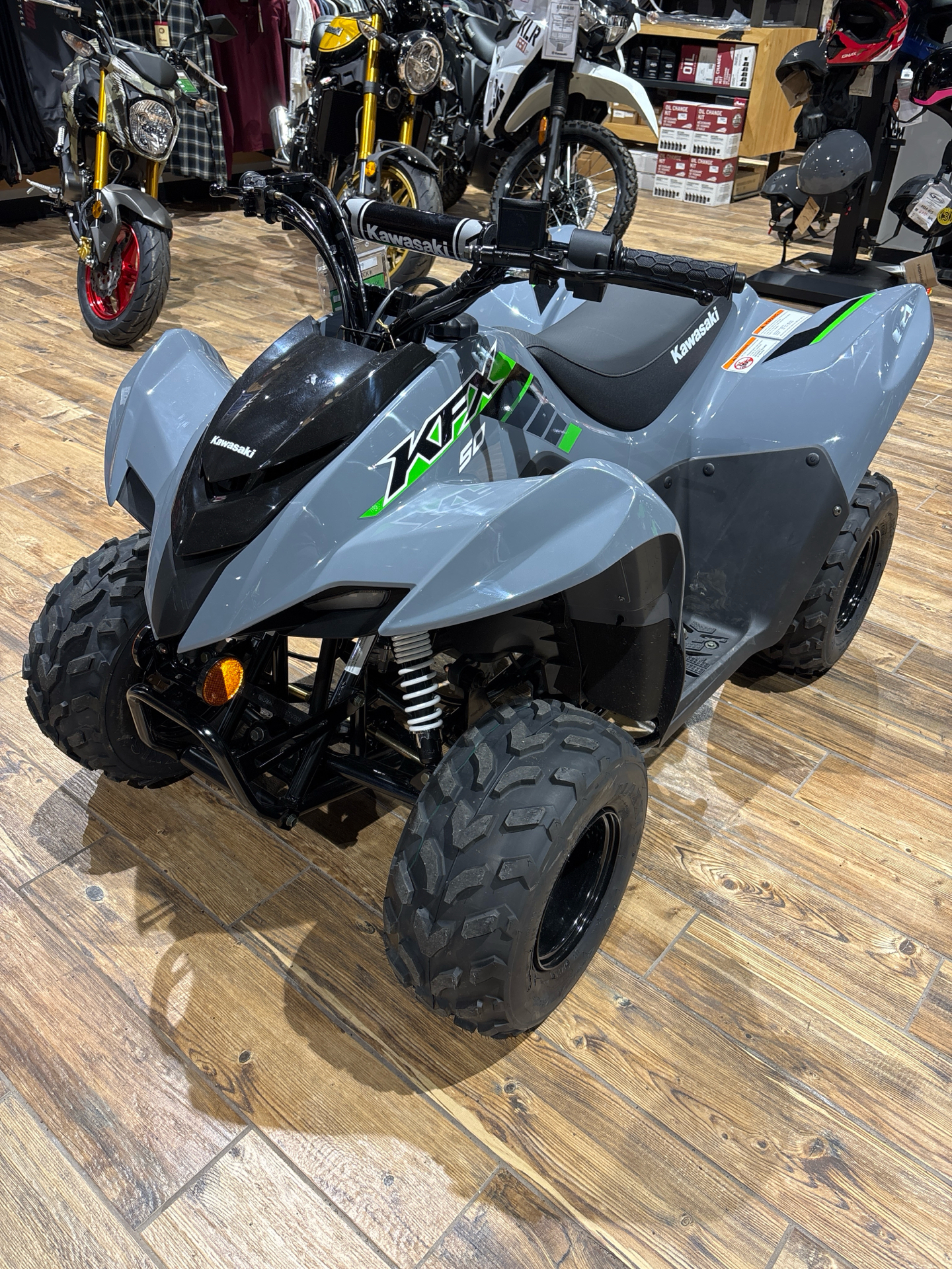 キンフォーク KINFOLK The Gray Area New 2025 Kawasaki KFX 50, Barboursville WV | Specs, Price