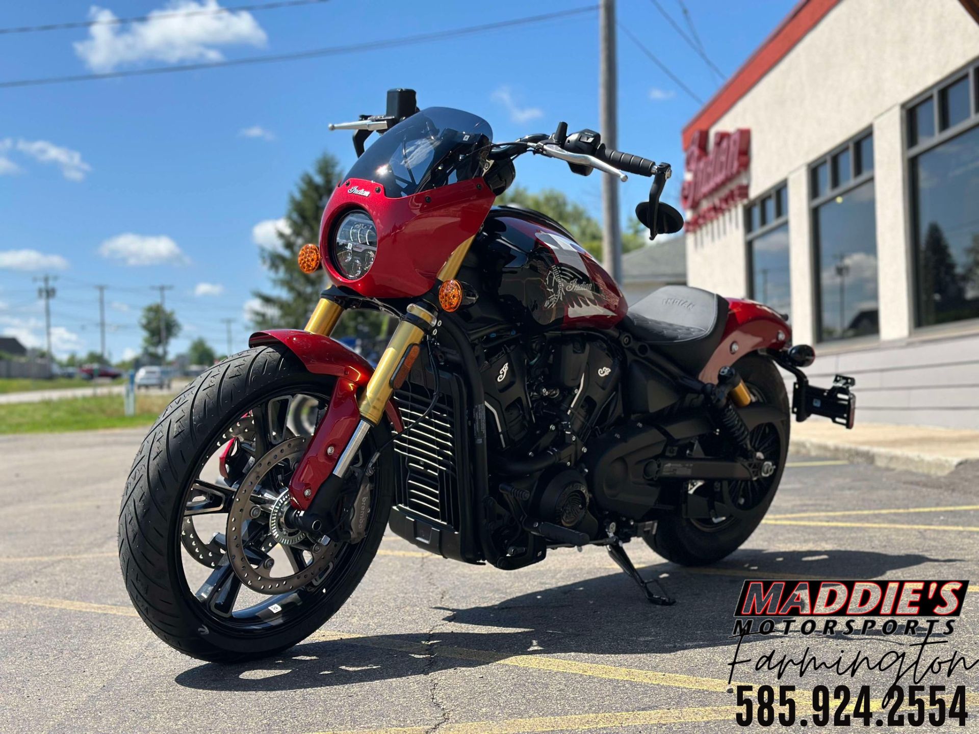 New 2025 Indian Motorcycle 101 Scout® Sunset Red Metallic with