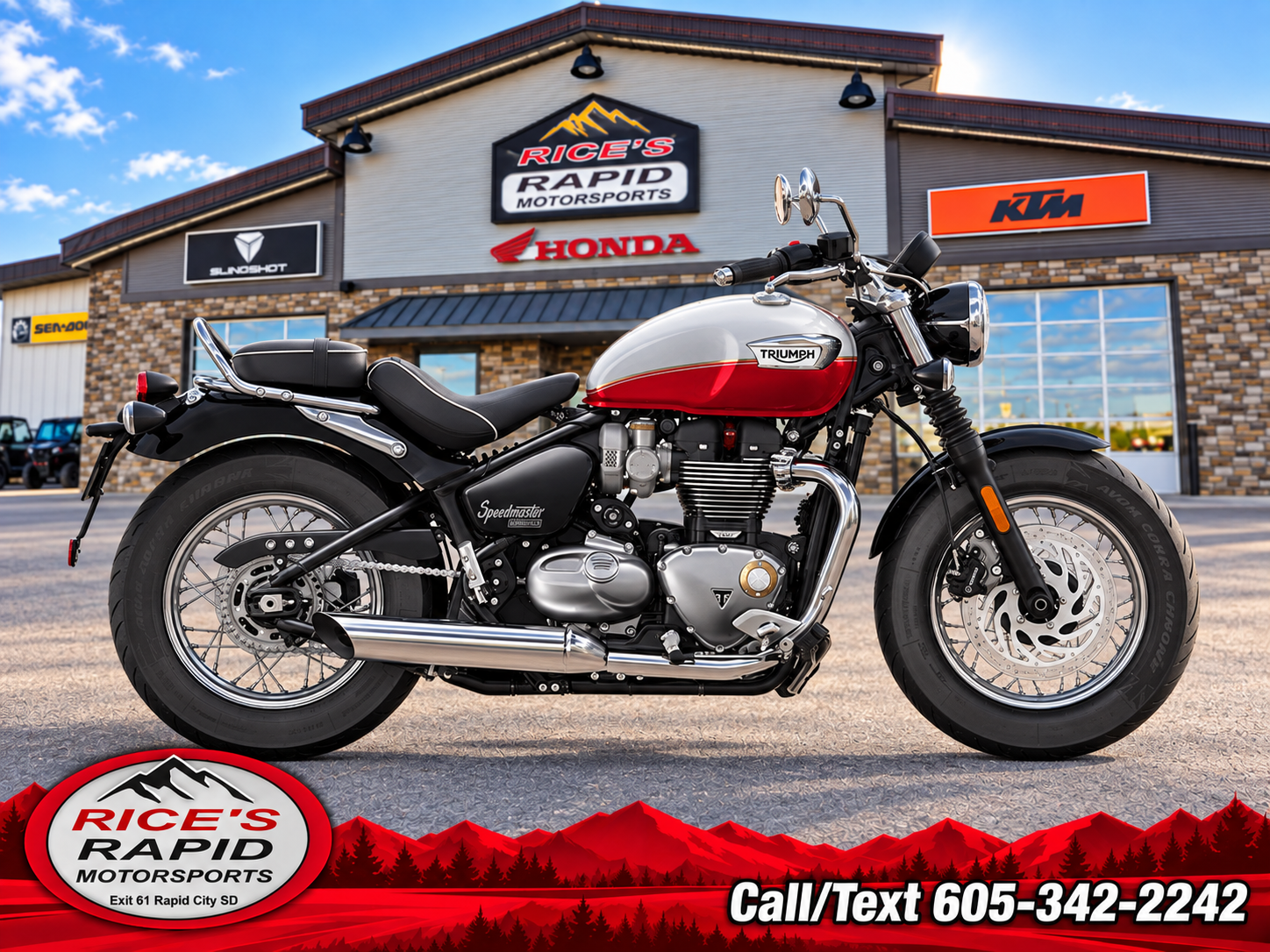 New 2025 Triumph Bonneville Speedmaster Snowdonia / Cranberry Red